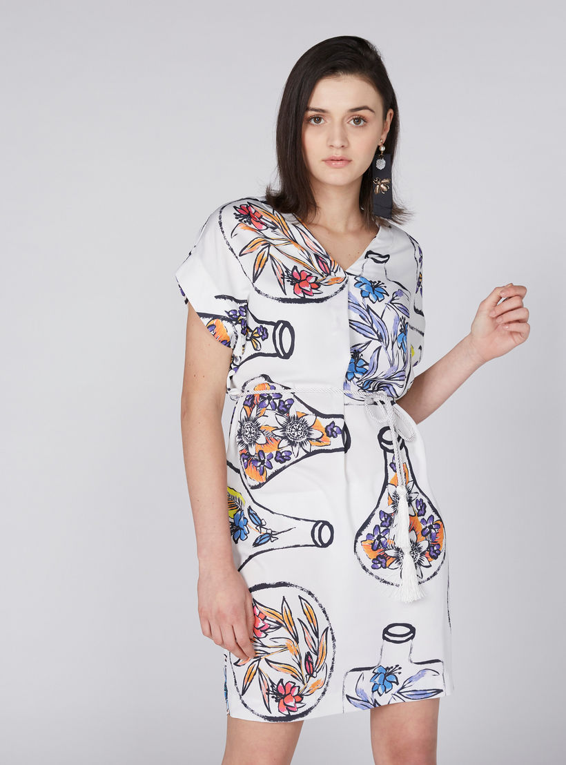فستان بياقة V وأكمام متصلة وطبعات من إيل-women-clothing-dresses-image-2