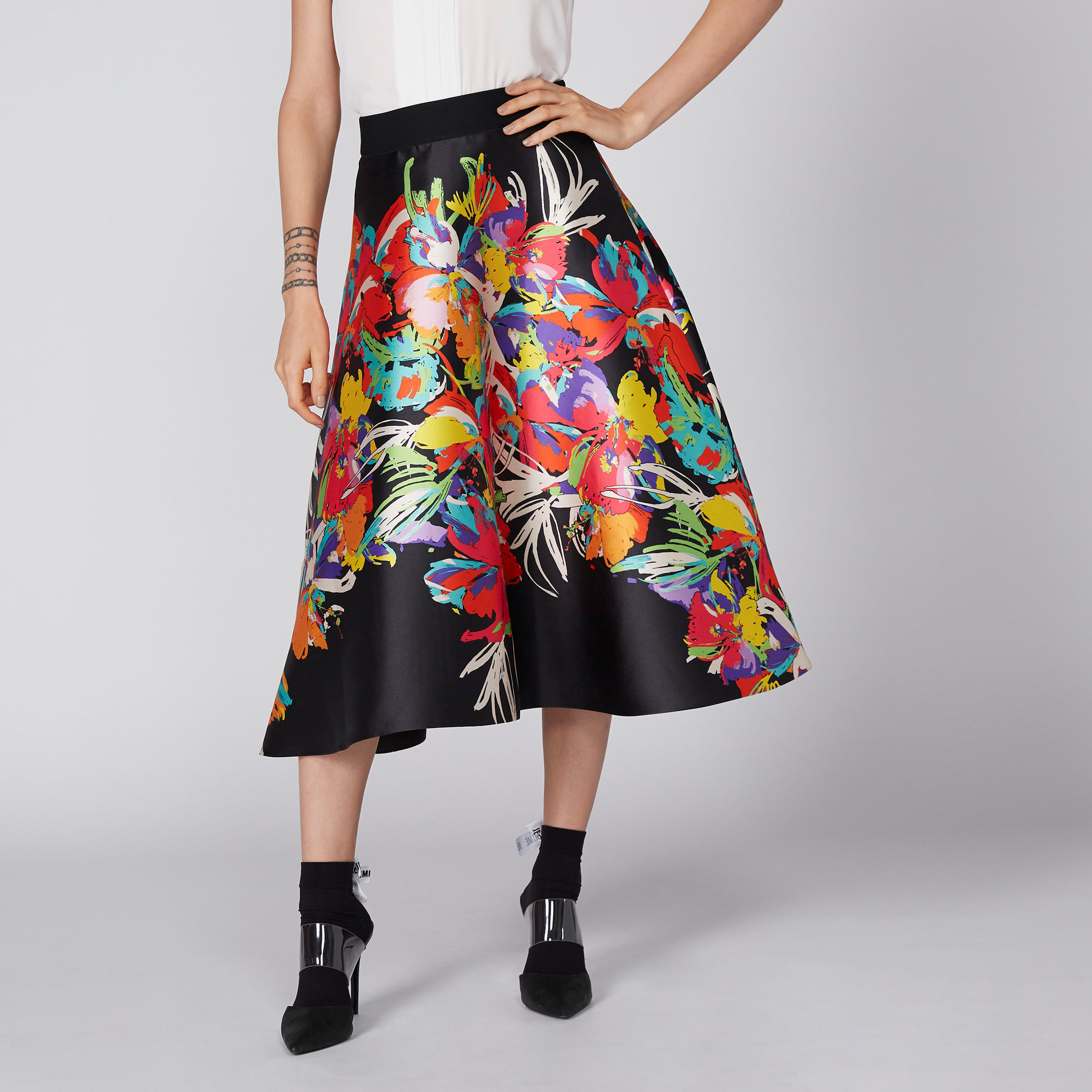 تنورة متوسطة الطول بخصر مطّاطي وطبعات من إيل-women-clothing-bottoms-skirts-image-1