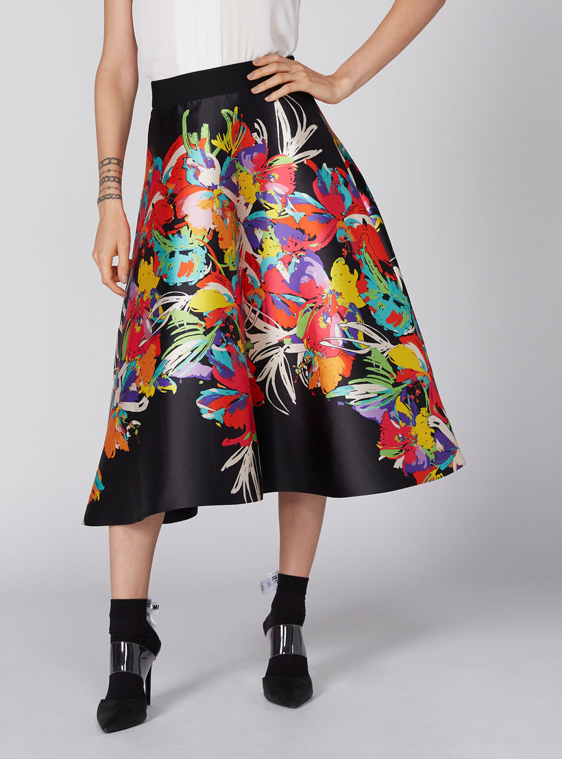 تنورة متوسطة الطول بخصر مطّاطي وطبعات من إيل-women-clothing-bottoms-skirts-image-1
