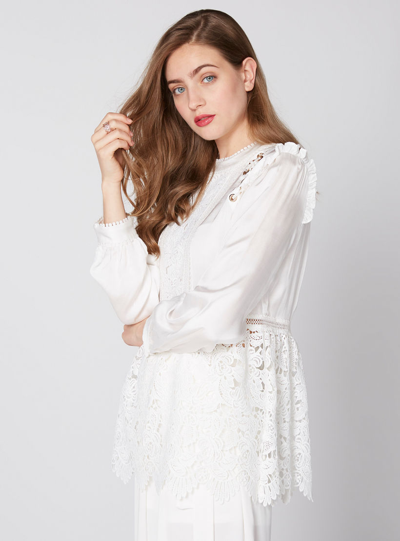 بلوزة بأكمام طويلة وحلقات وكشكش على الخصر من إيل-women-clothing-shirtsandblouses-blouses-image-4