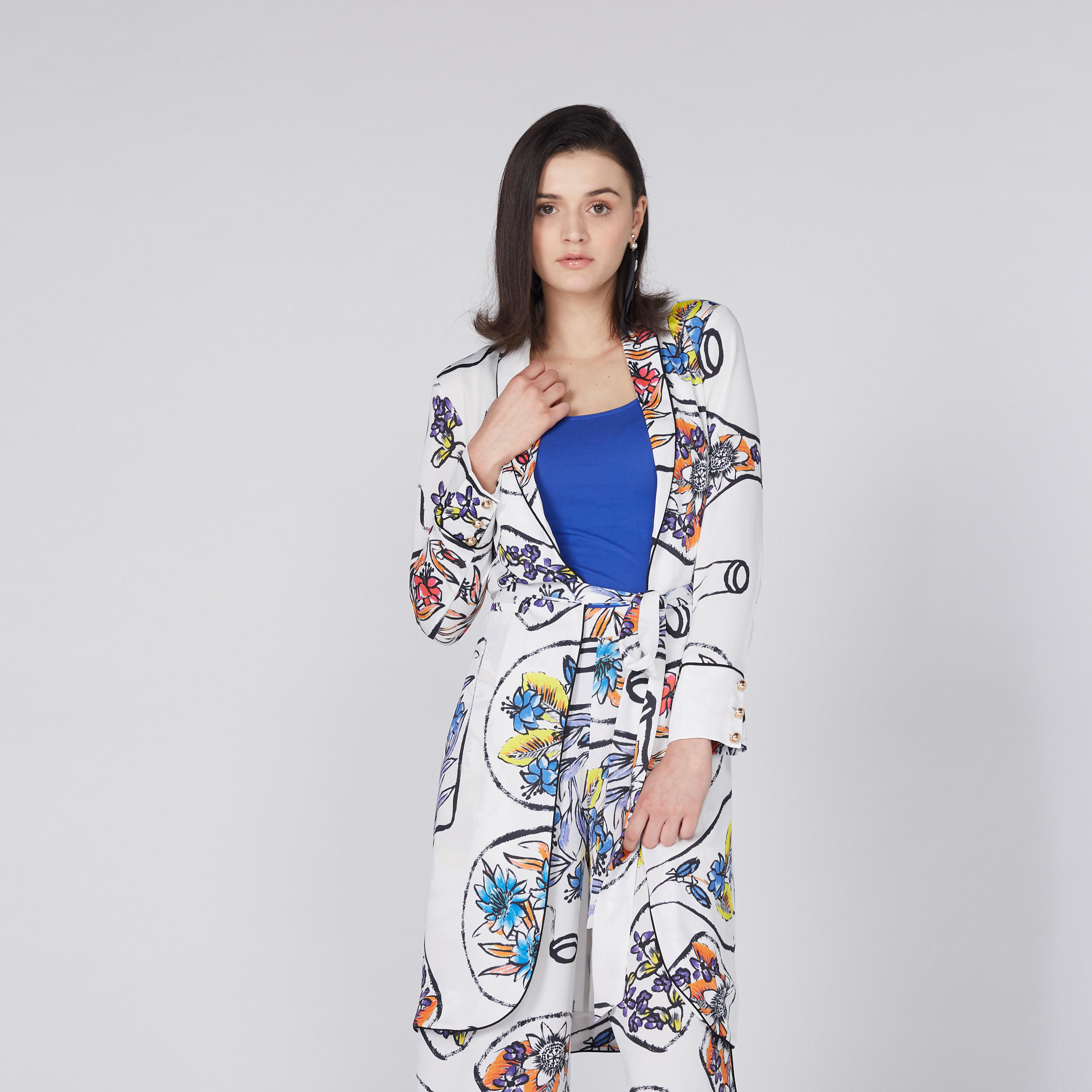 جاكيت طويل بأكمام طويلة ورباط وطبعات من إيل-women-winterwear-coatsandjackets-jackets-image-1