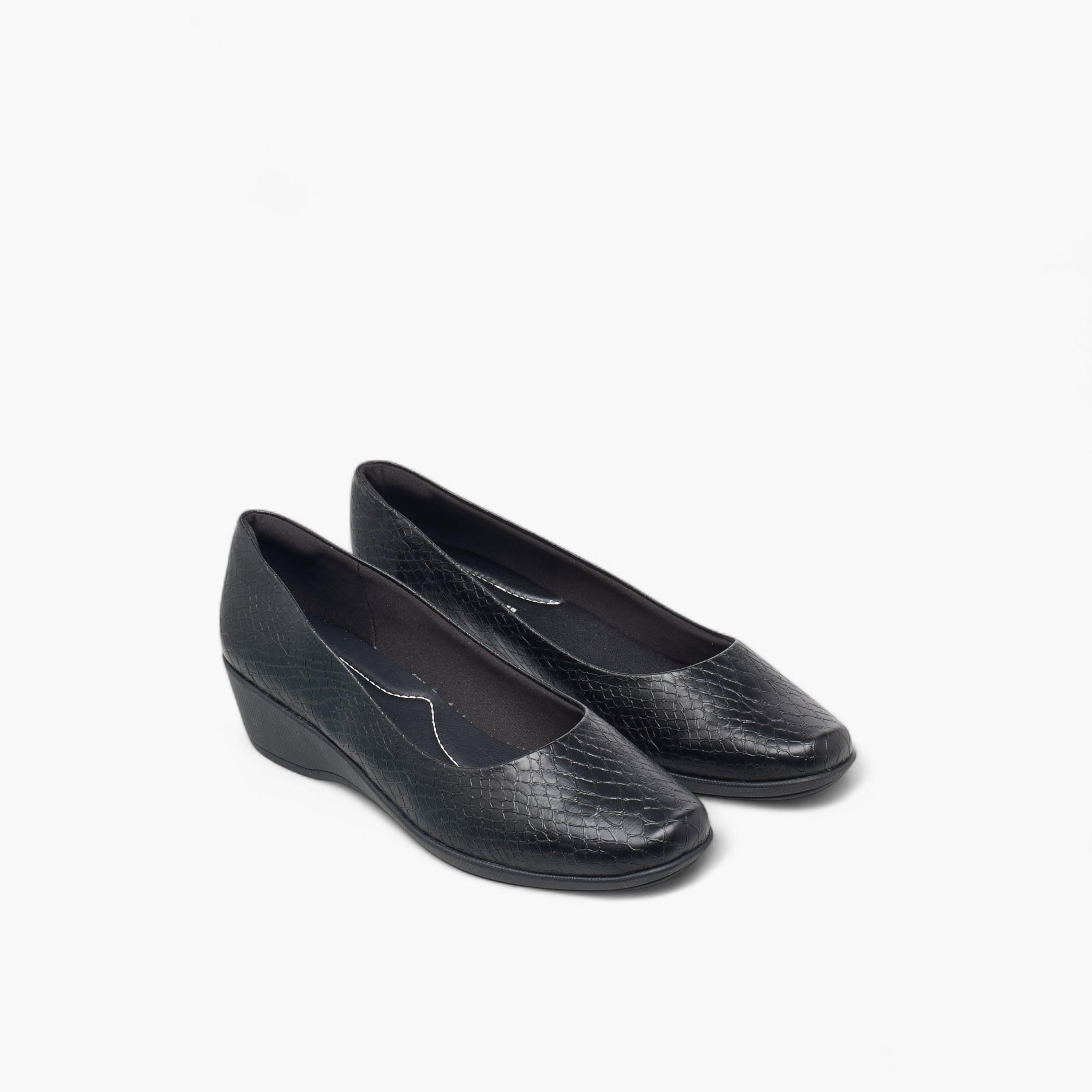 Piccadilly Textured Slip-On Ballerina Shoes with Wedge Heels-women-shoes-ballerinas-image-1