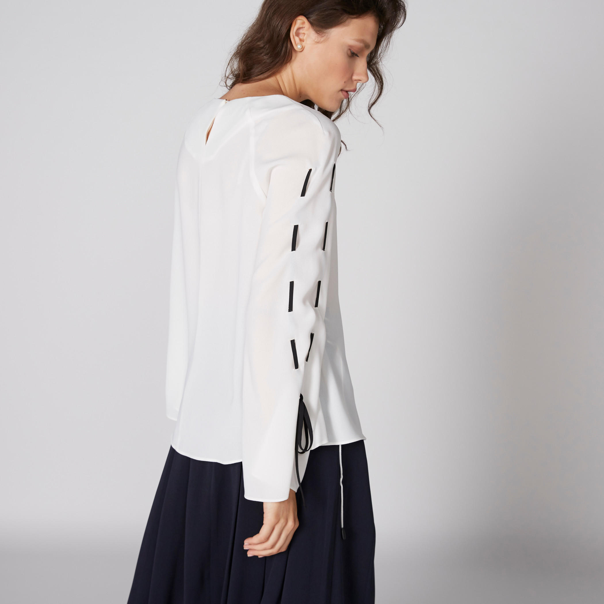 Elle Round Neck Top with Tie Up Detail Long Sleeves-women-clothing-shirtsandblouses-blouses-image-2