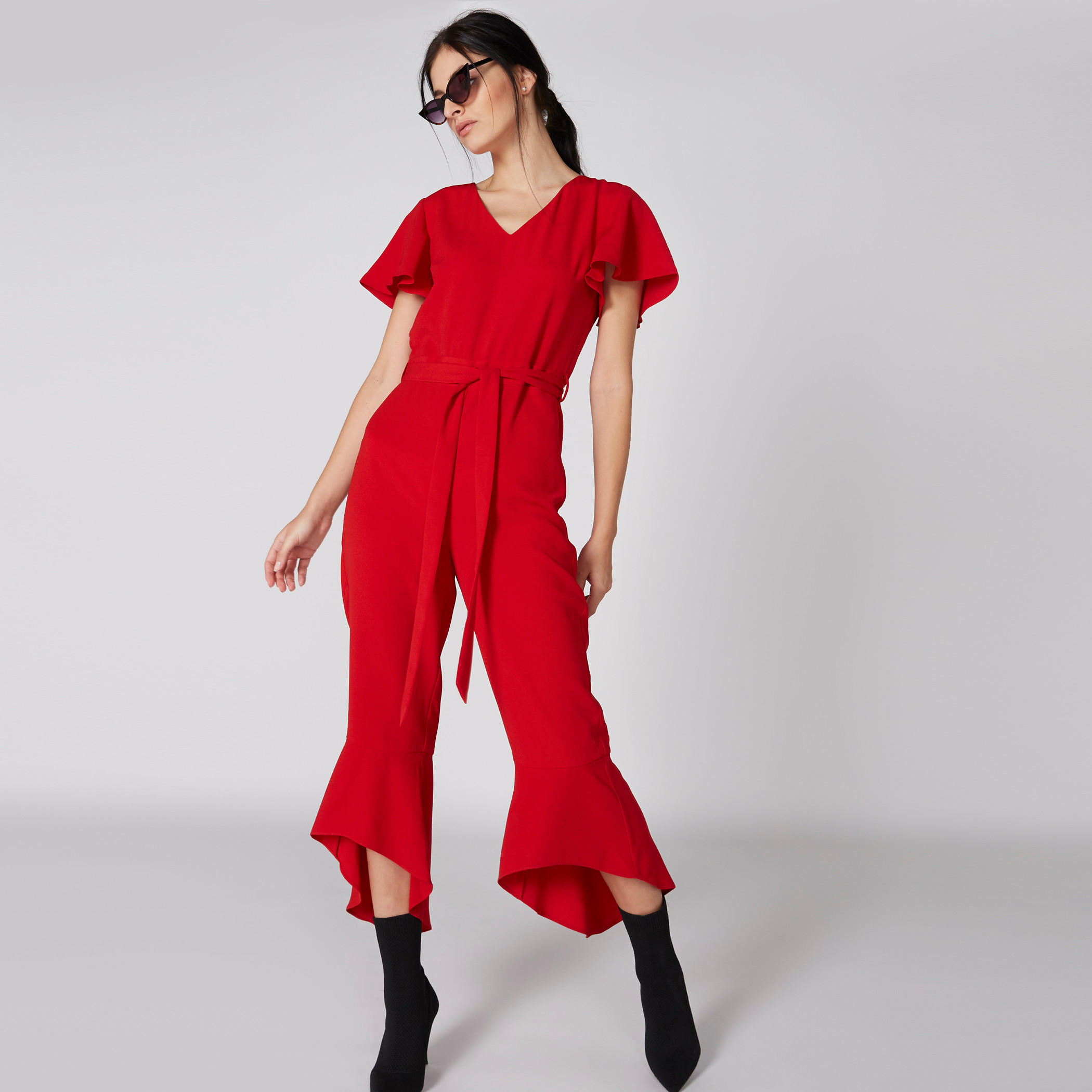 Elle V-Neck Jumpsuit with Flared Sleeves-women-clothing-jumpsuits-image-1