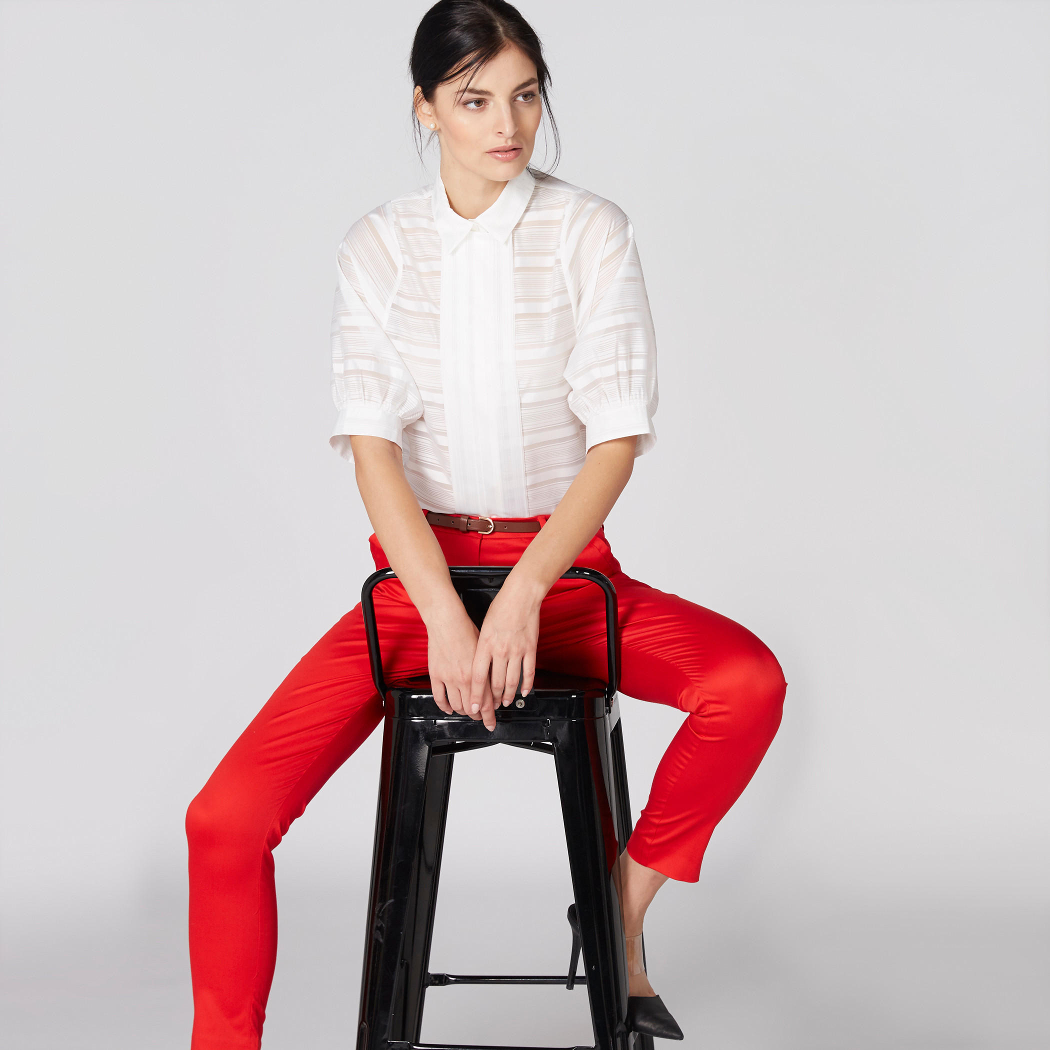 قميص مقلم بأكمام منتفخة وأزرار من إيل-women-clothing-shirtsandblouses-shirts-image-3