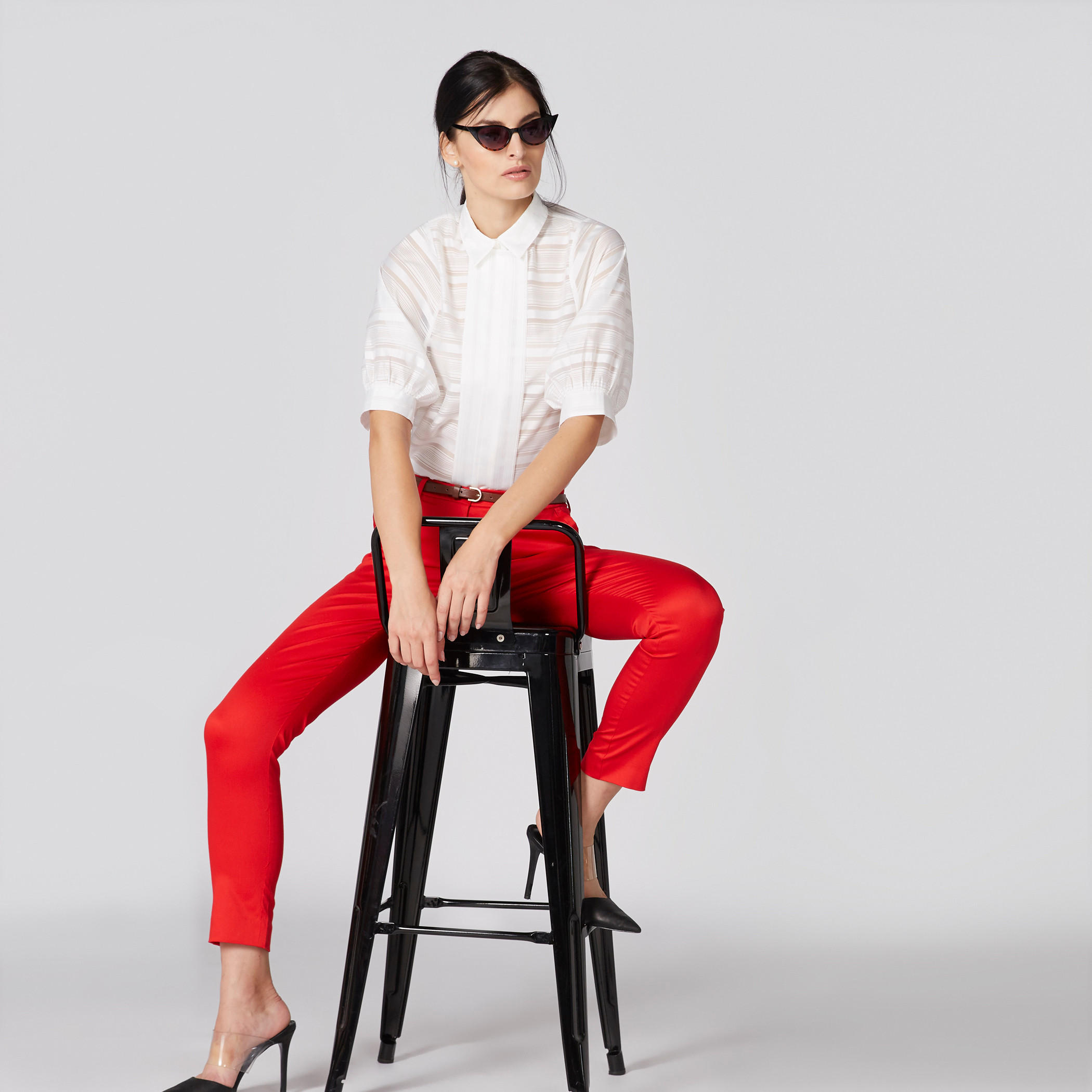 قميص مقلم بأكمام منتفخة وأزرار من إيل-women-clothing-shirtsandblouses-shirts-image-4