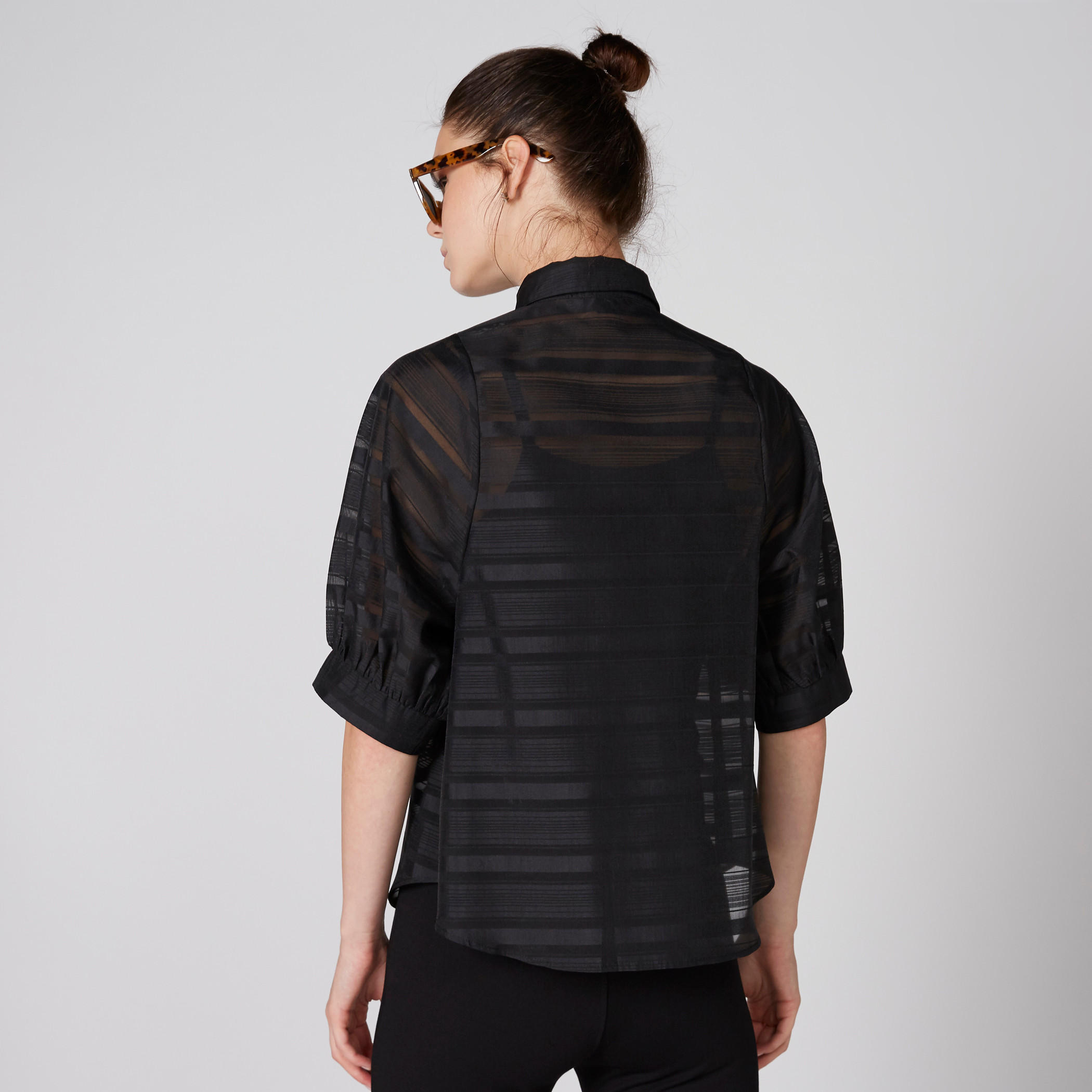 قميص بارز الملمس بأكمام قصيرة من إيل-women-clothing-shirtsandblouses-shirts-image-2
