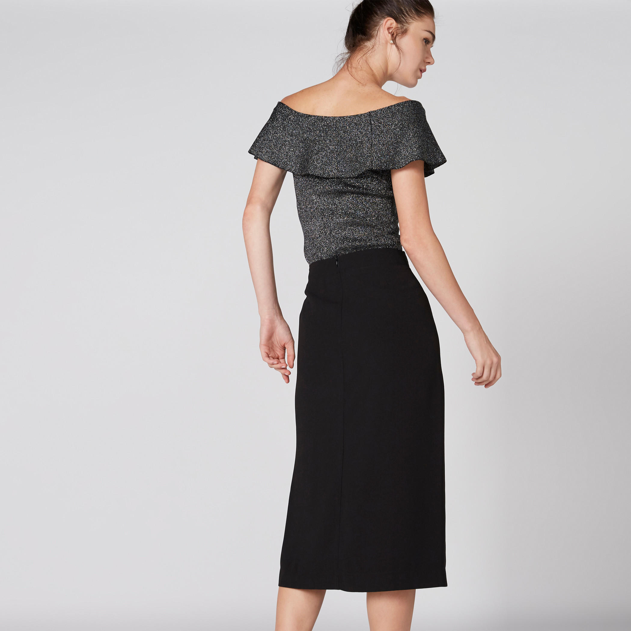 Elle Stitch Detail Midi Skirt with Flat Button and Zip Closure-women-clothing-bottoms-skirts-image-2