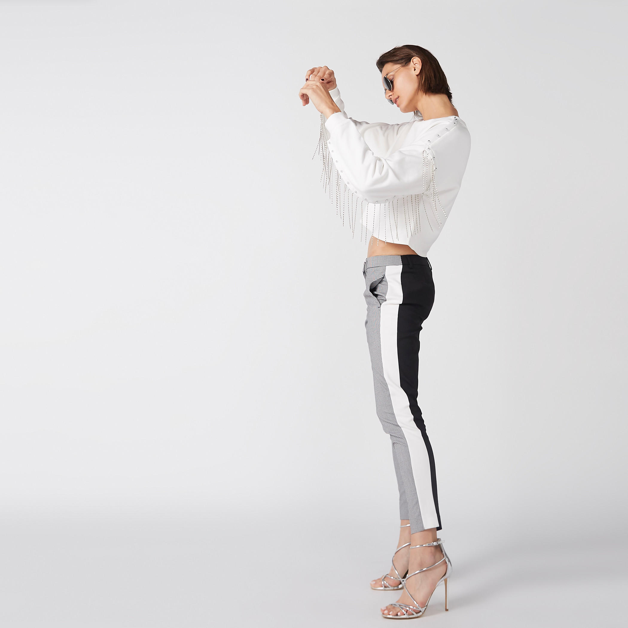 بنطال كاروهات بجيوب من إيل-women-clothing-bottoms-trousers-image-1