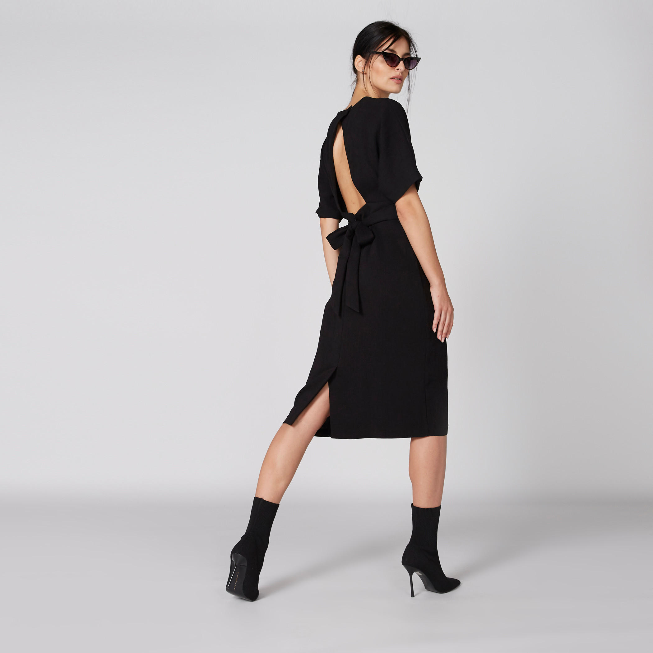 Elle V-Neck Midi Dress with Short Sleeves-women-clothing-dresses-image-3