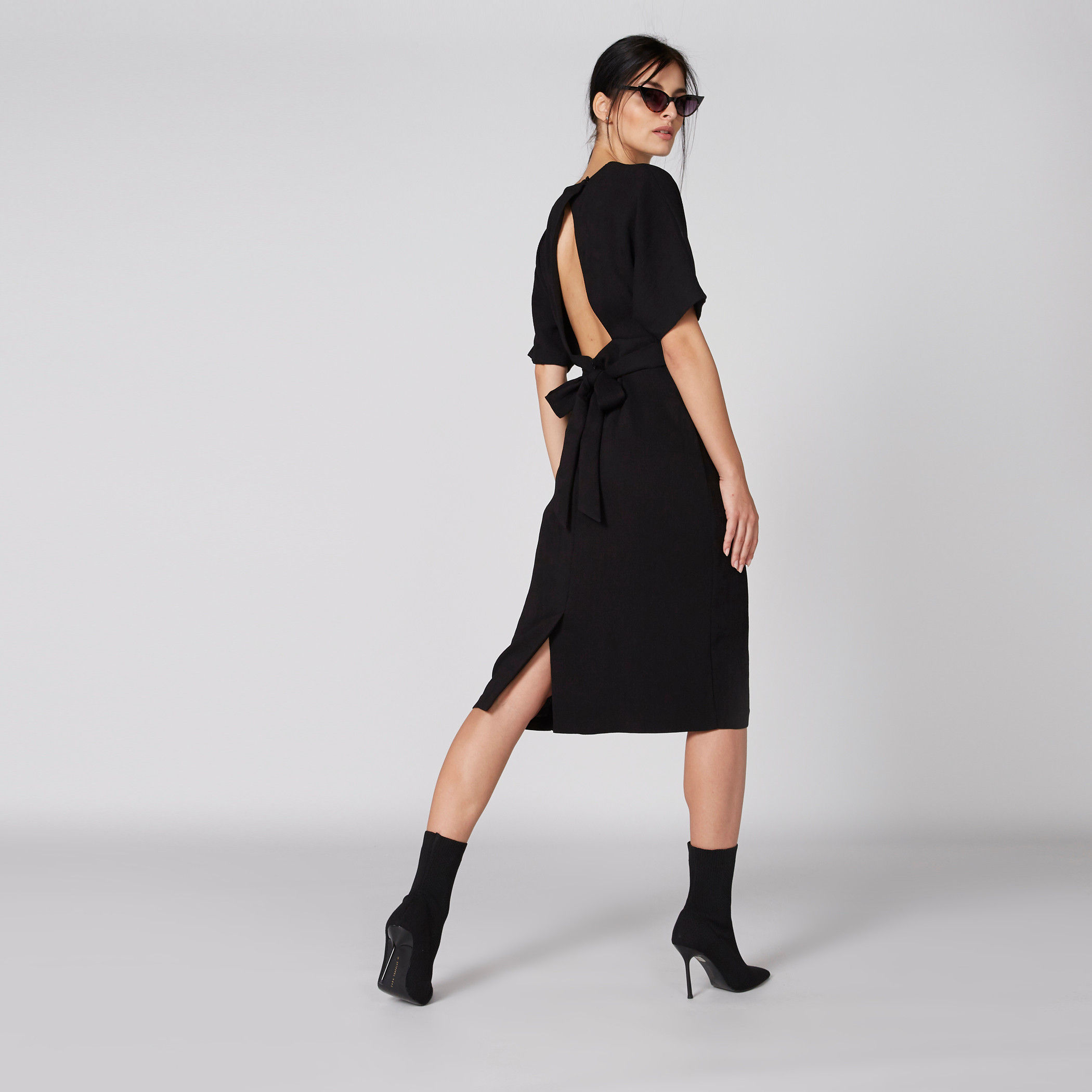 Elle V-Neck Midi Dress with Short Sleeves-women-clothing-dresses-image-3