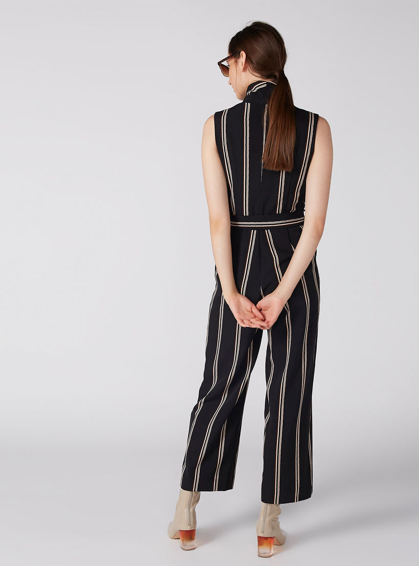 أفرول مقلم دون أكمام بحزام ورباط وجيوب من إيل-women-clothing-jumpsuits-image-2