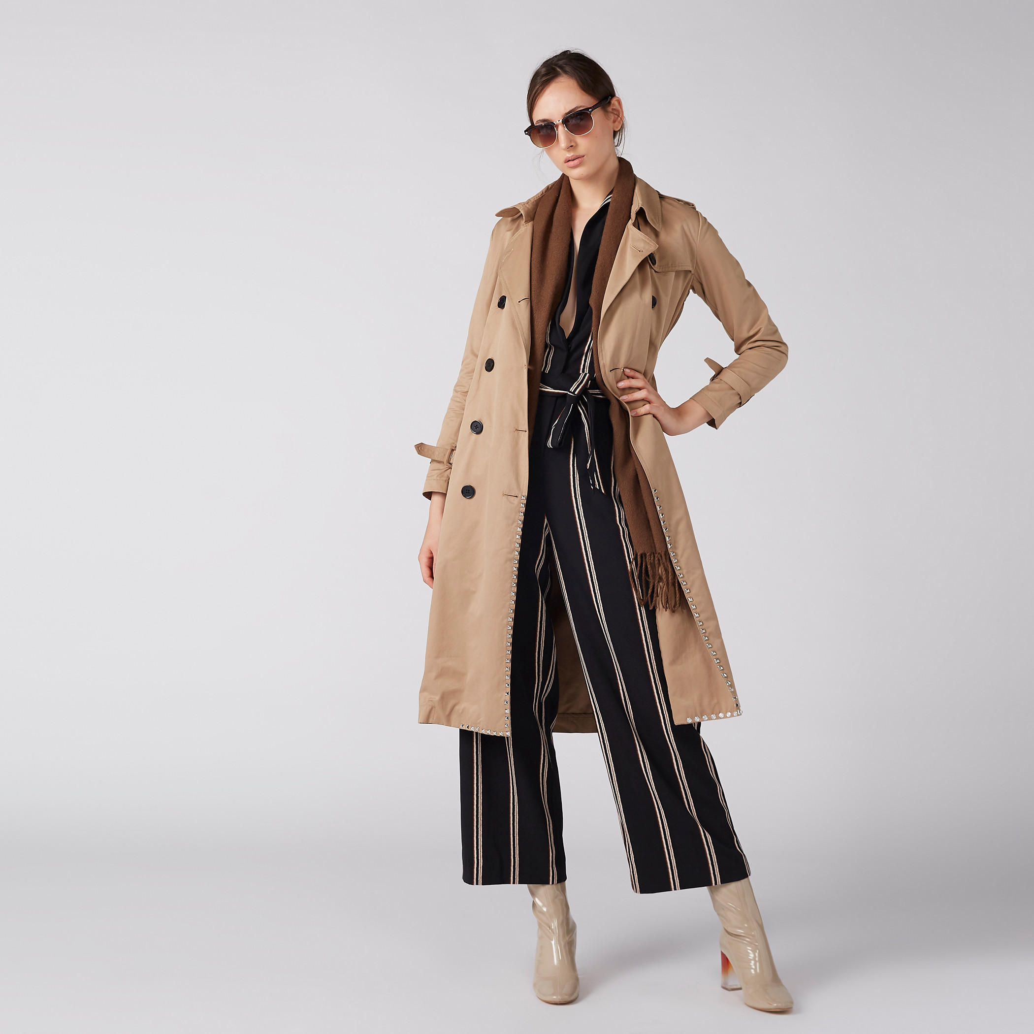 أفرول مقلم دون أكمام بحزام ورباط وجيوب من إيل-women-clothing-jumpsuits-image-3