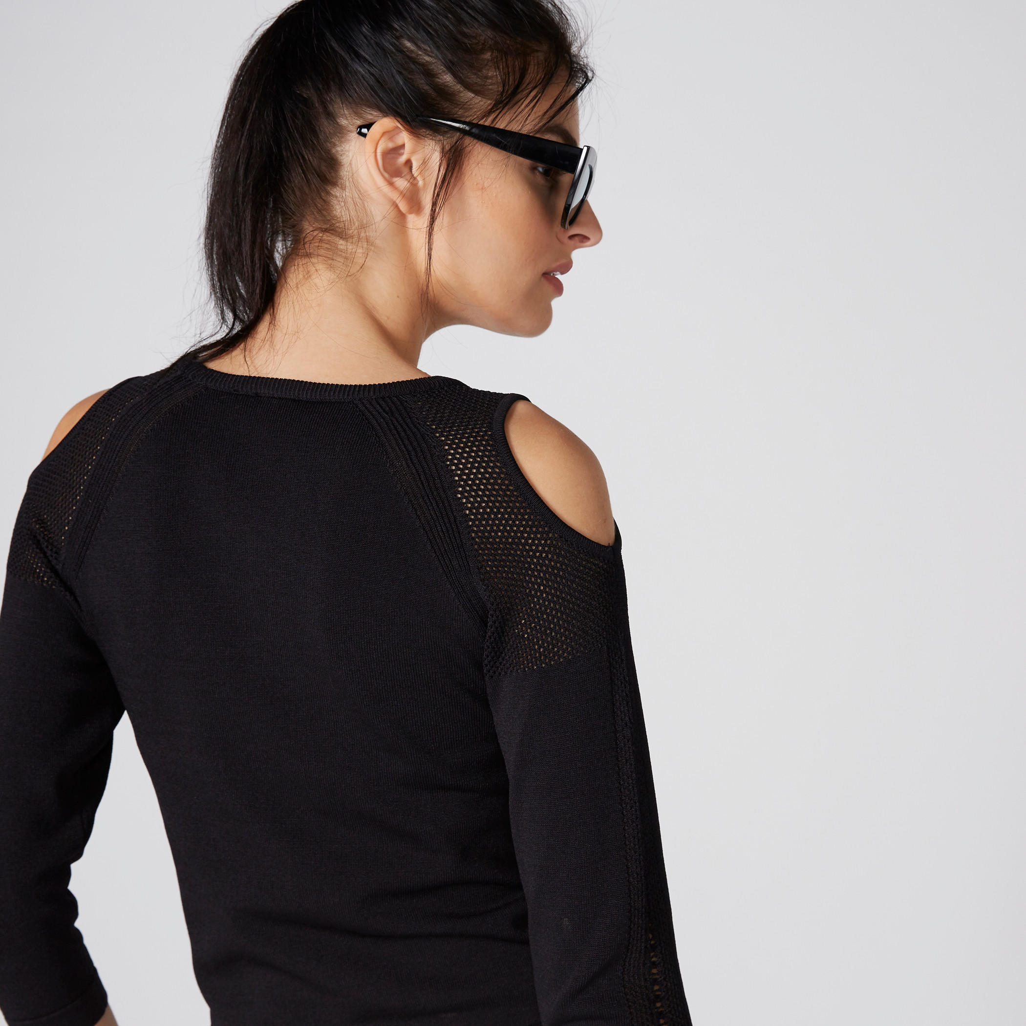Elle Textured Cold Shoulder Top with 3/4 Sleeves-women-clothing-shirtsandblouses-blouses-image-2