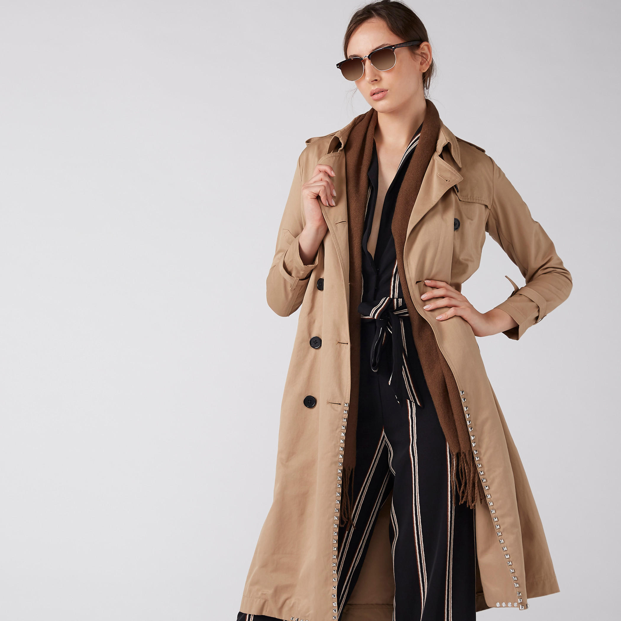 معطف مرصّع بزر إغلاق وأكمام طويلة من إيل-women-clothing-coatsandjackets-coats-image-2
