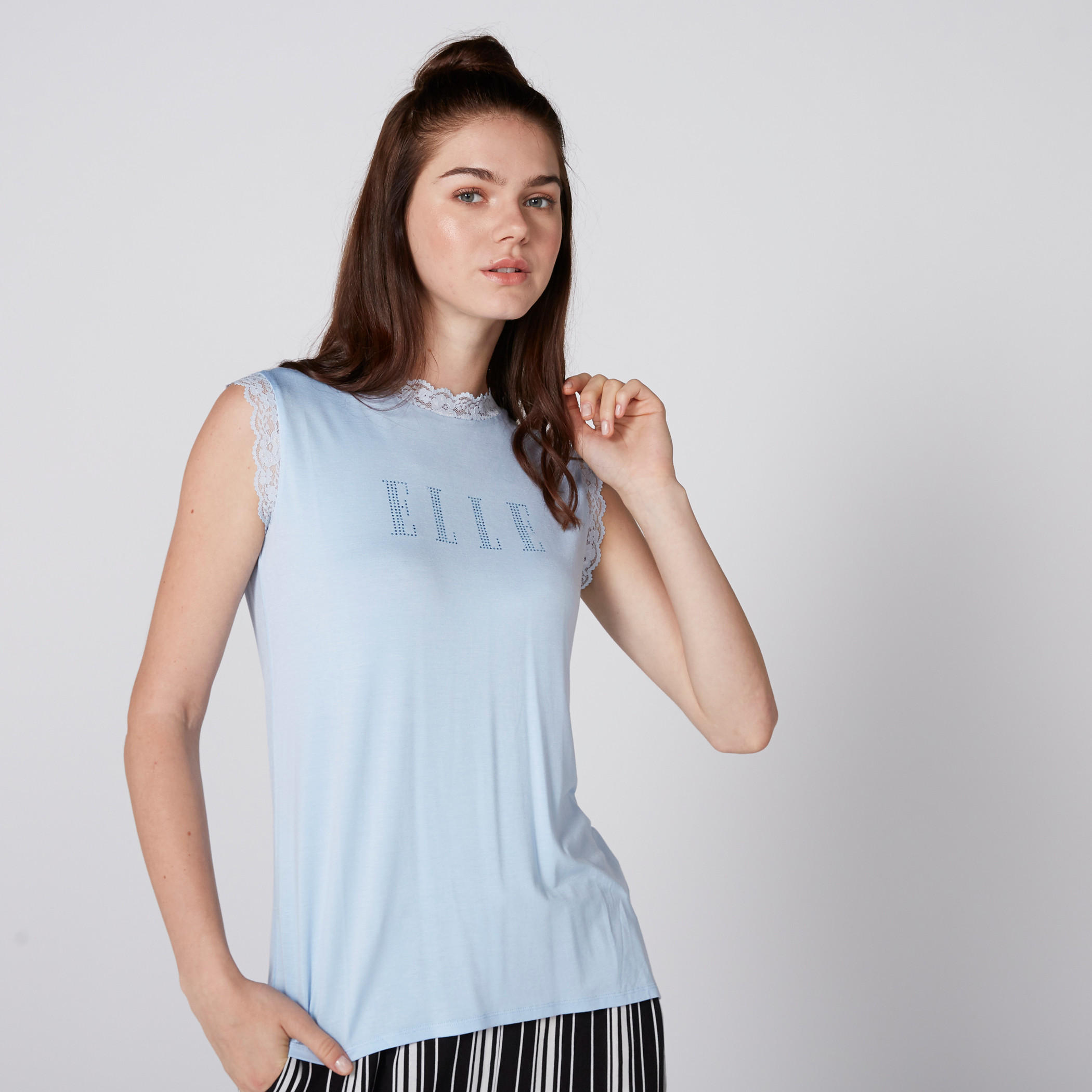 Elle Sleeveless Top with Round Neck and Lace Detail-women-clothing-tshirts-image-1