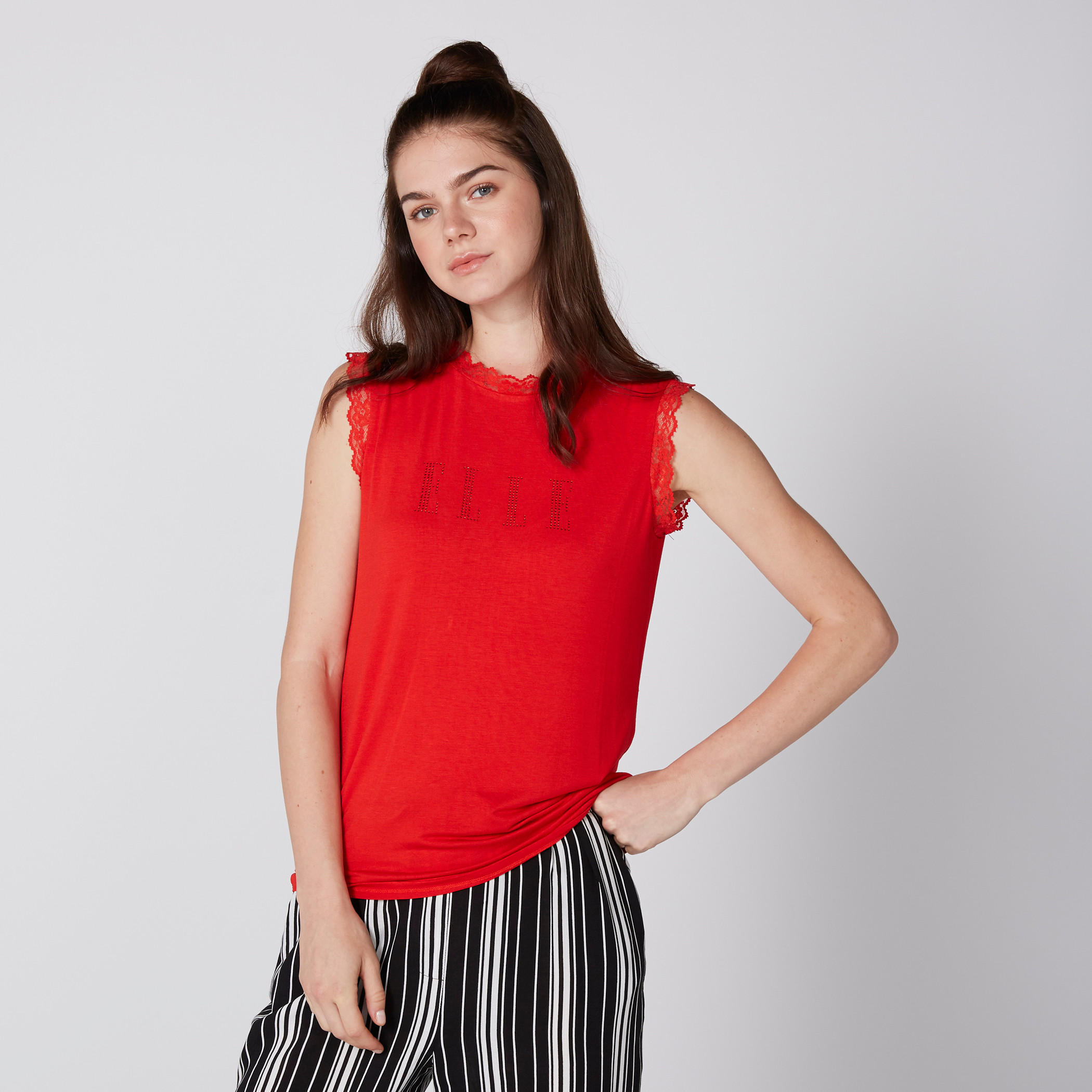 Elle Sleeveless Top with Round Neck and Lace Detail-women-clothing-tshirts-image-4
