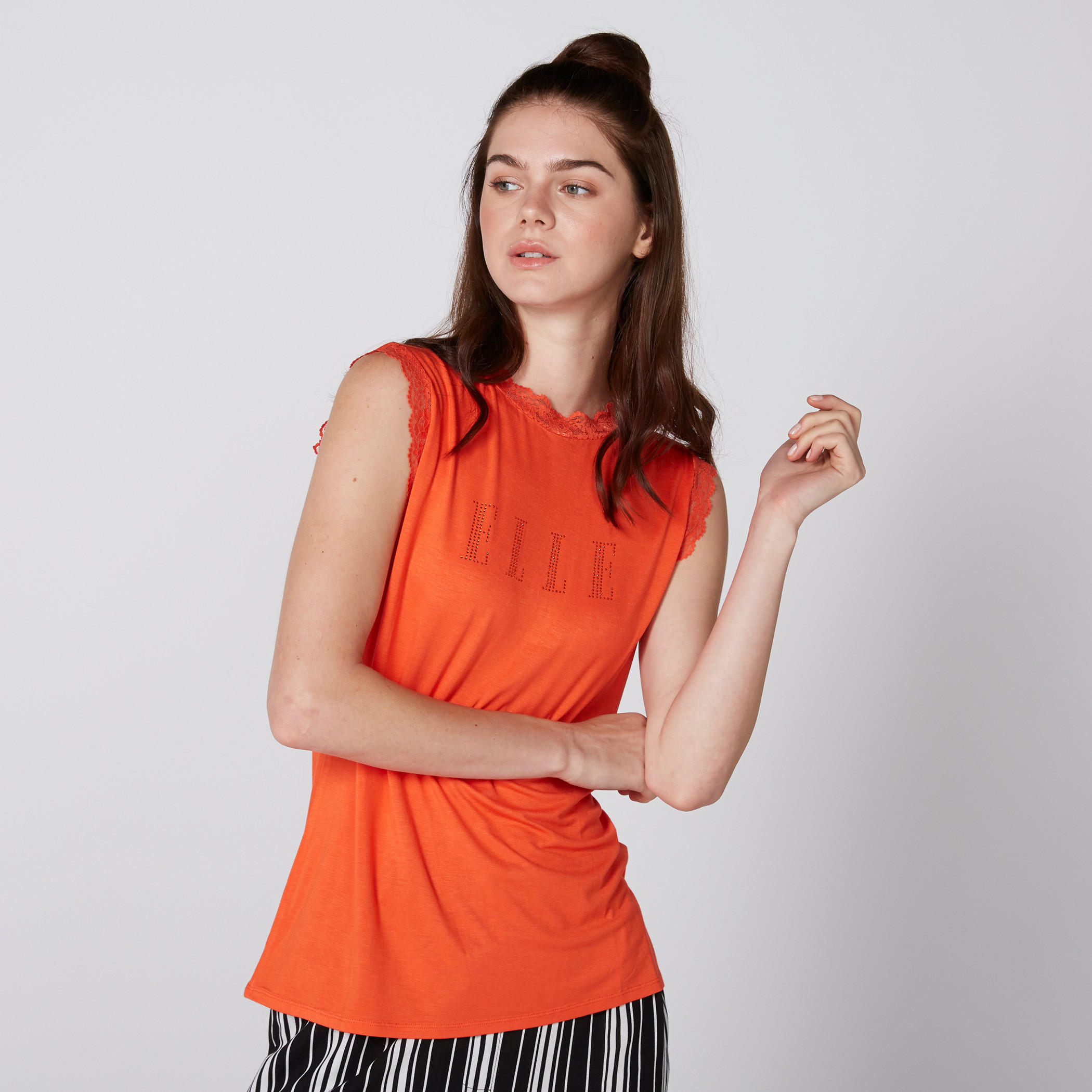 Elle Sleeveless Top with Round Neck and Lace Detail-women-clothing-tshirts-image-23