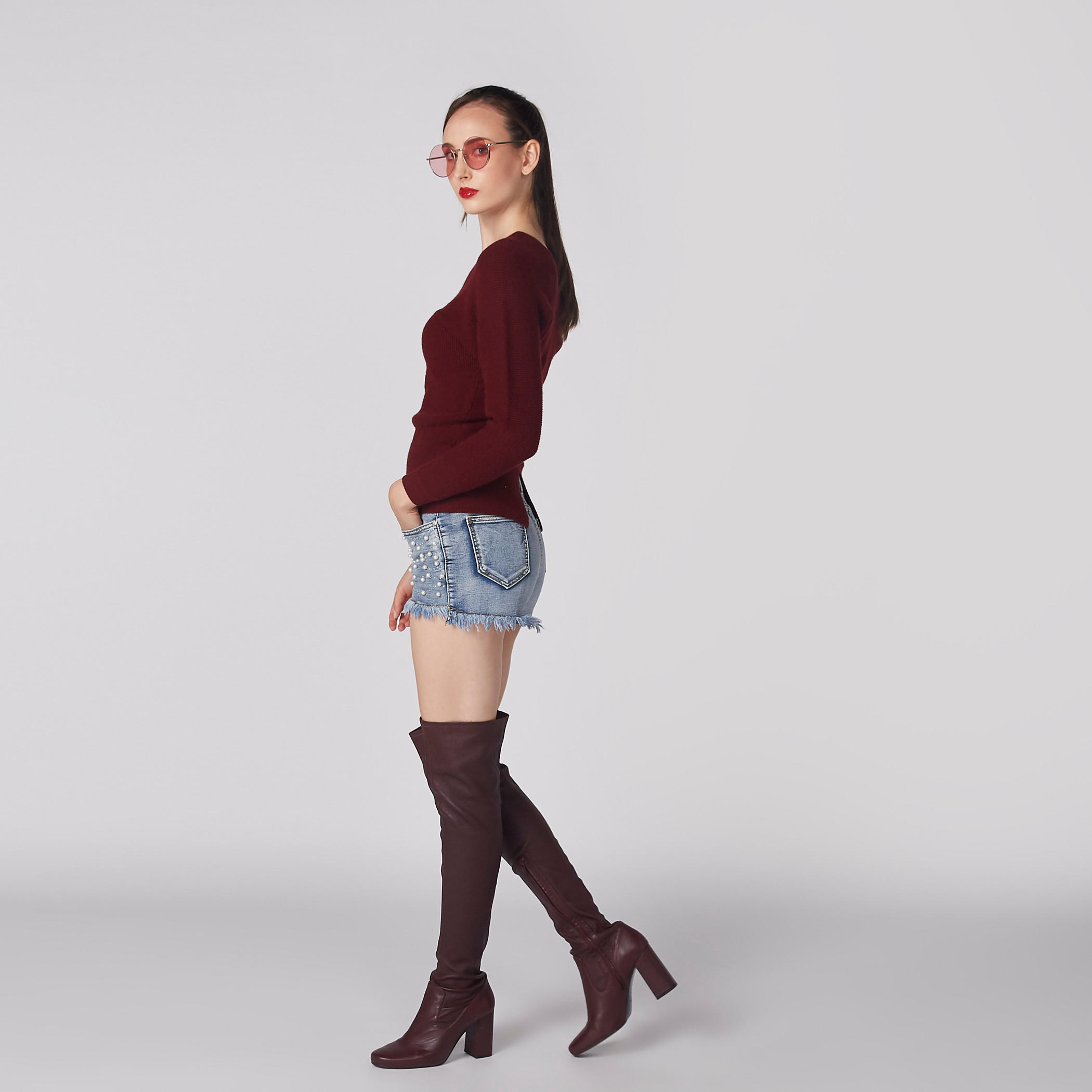 بلوزة بارزة الملمس بياقة V وأكمام طويلة من إيل-women-clothing-cardigansandjumpers-jumpers-image-4