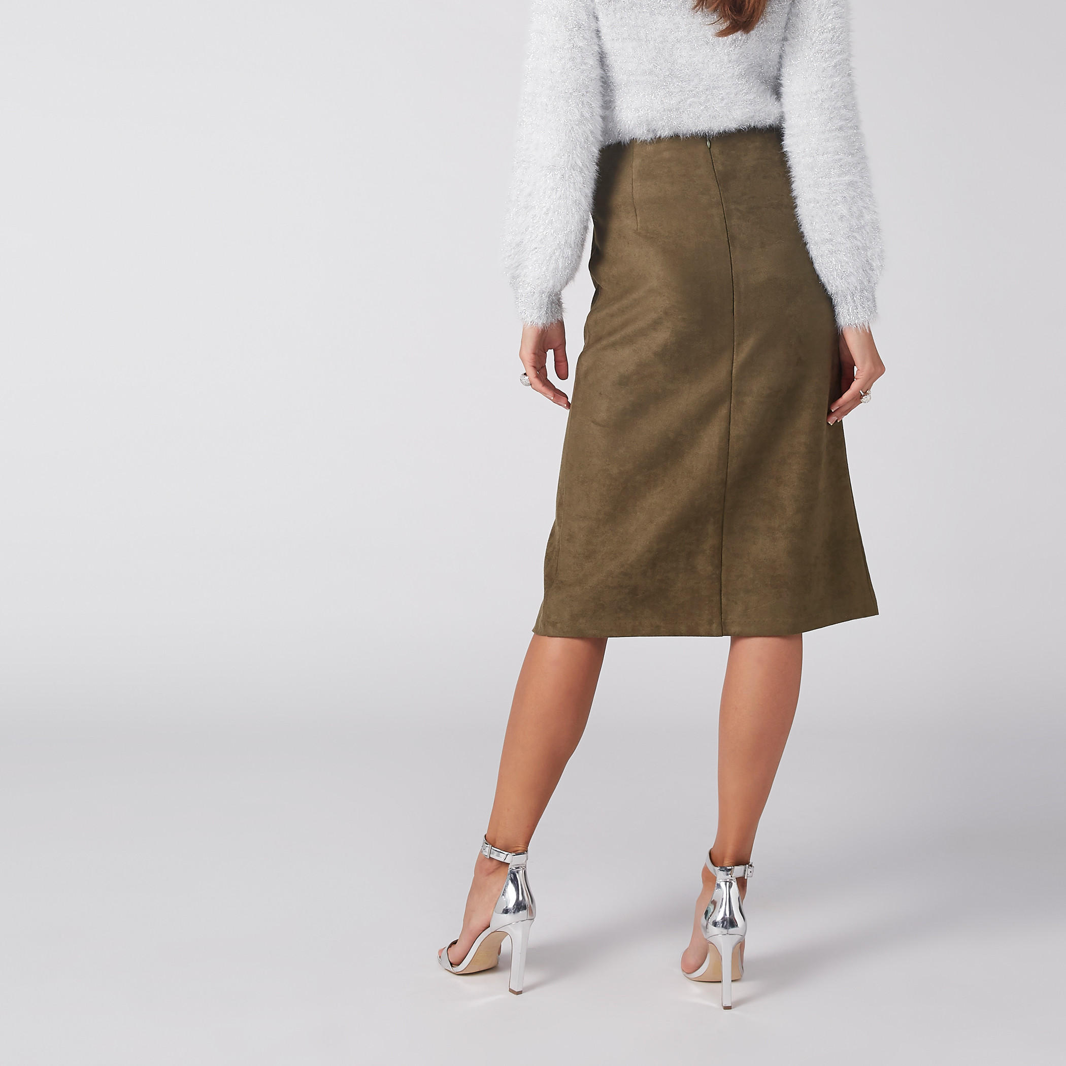 تنورة مزيّنة متوسطة الطول بسحّاب إغلاق من إيل-women-clothing-bottoms-skirts-image-3