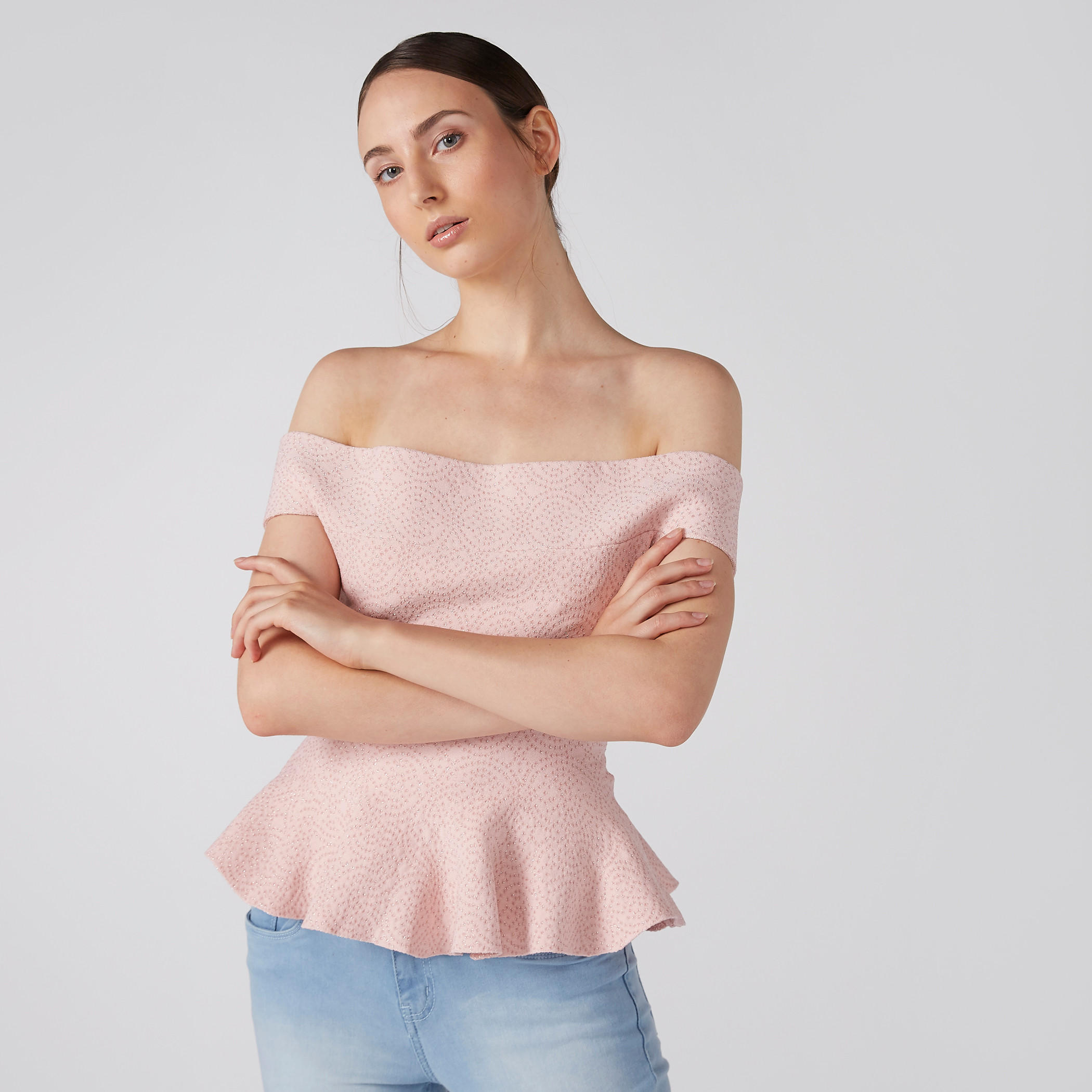 Elle Textured Off Shoulder Top with Ruffled Hem-women-clothing-shirtsandblouses-blouses-image-1