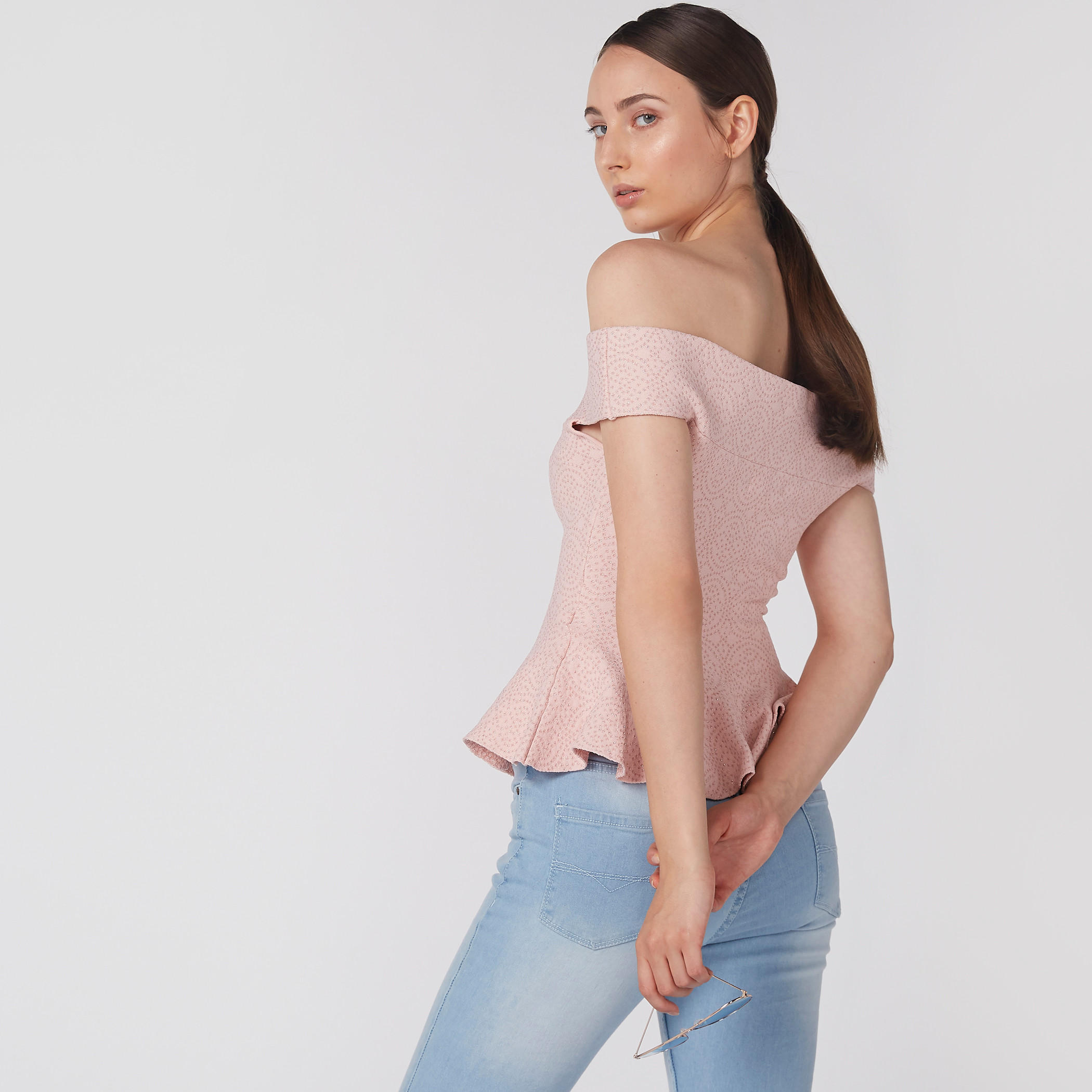 Elle Textured Off Shoulder Top with Ruffled Hem-women-clothing-shirtsandblouses-blouses-image-4