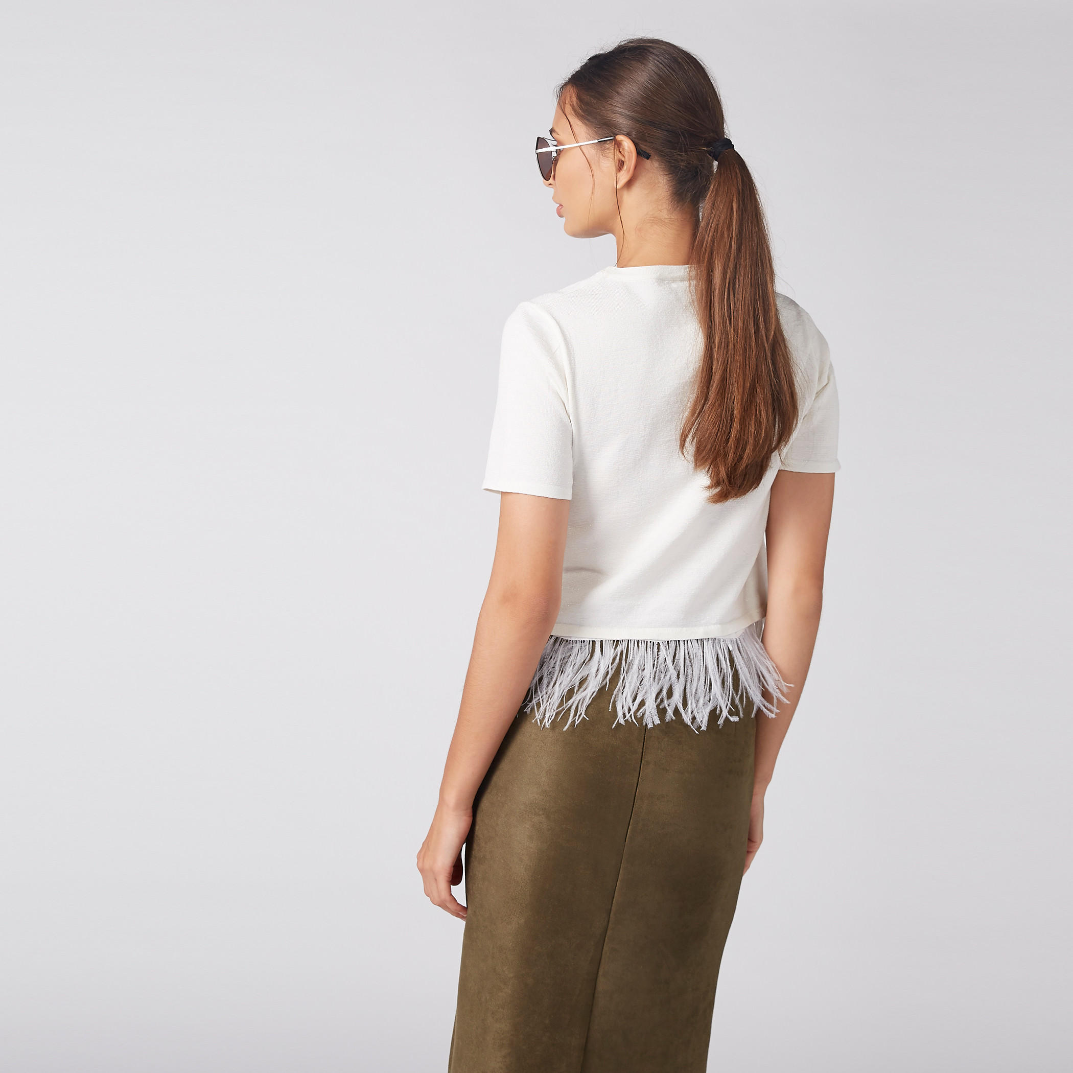 بلوزة بارزة الملمس بأكمام قصيرة وشراشيب-women-clothing-tshirts-image-2