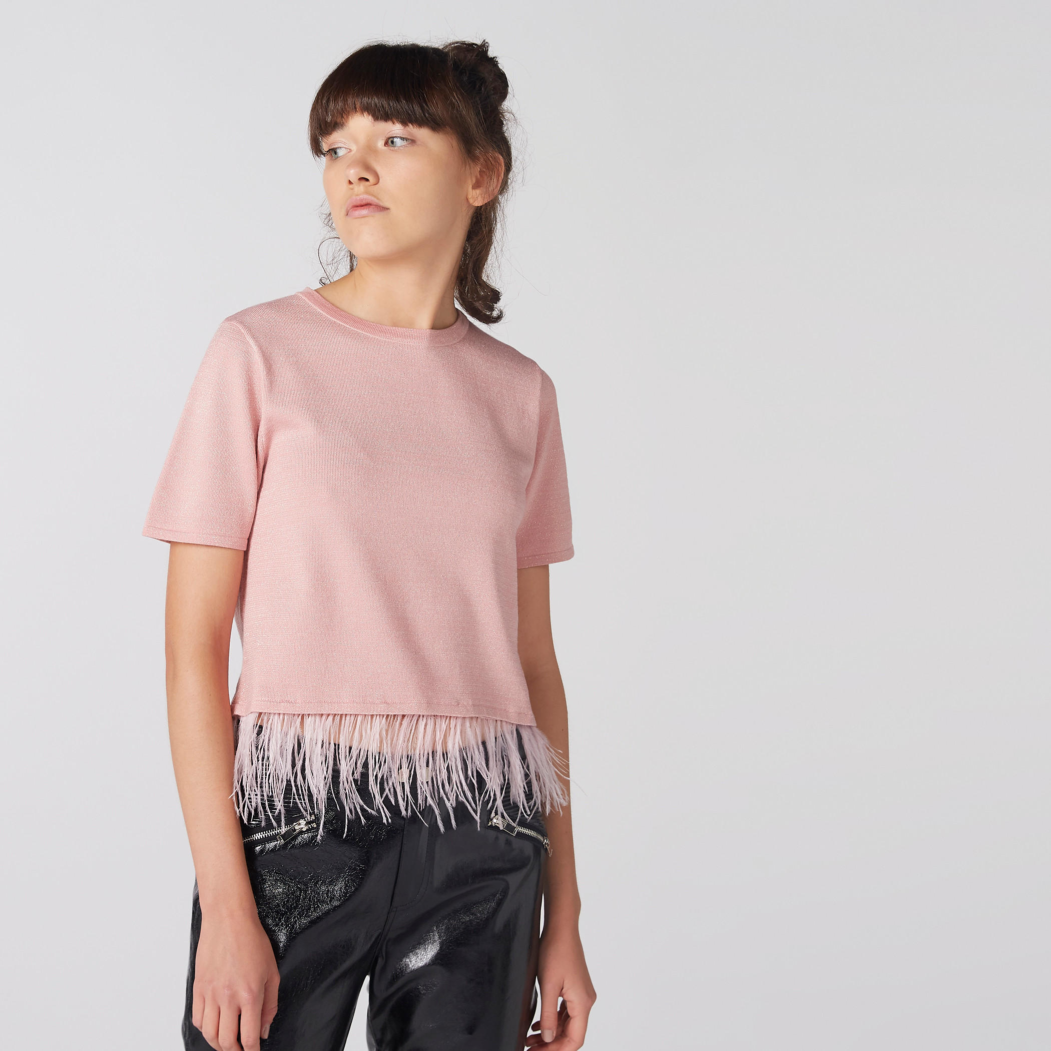 Elle Fringe Detail Top with Short Sleeves-women-clothing-tshirts-image-1