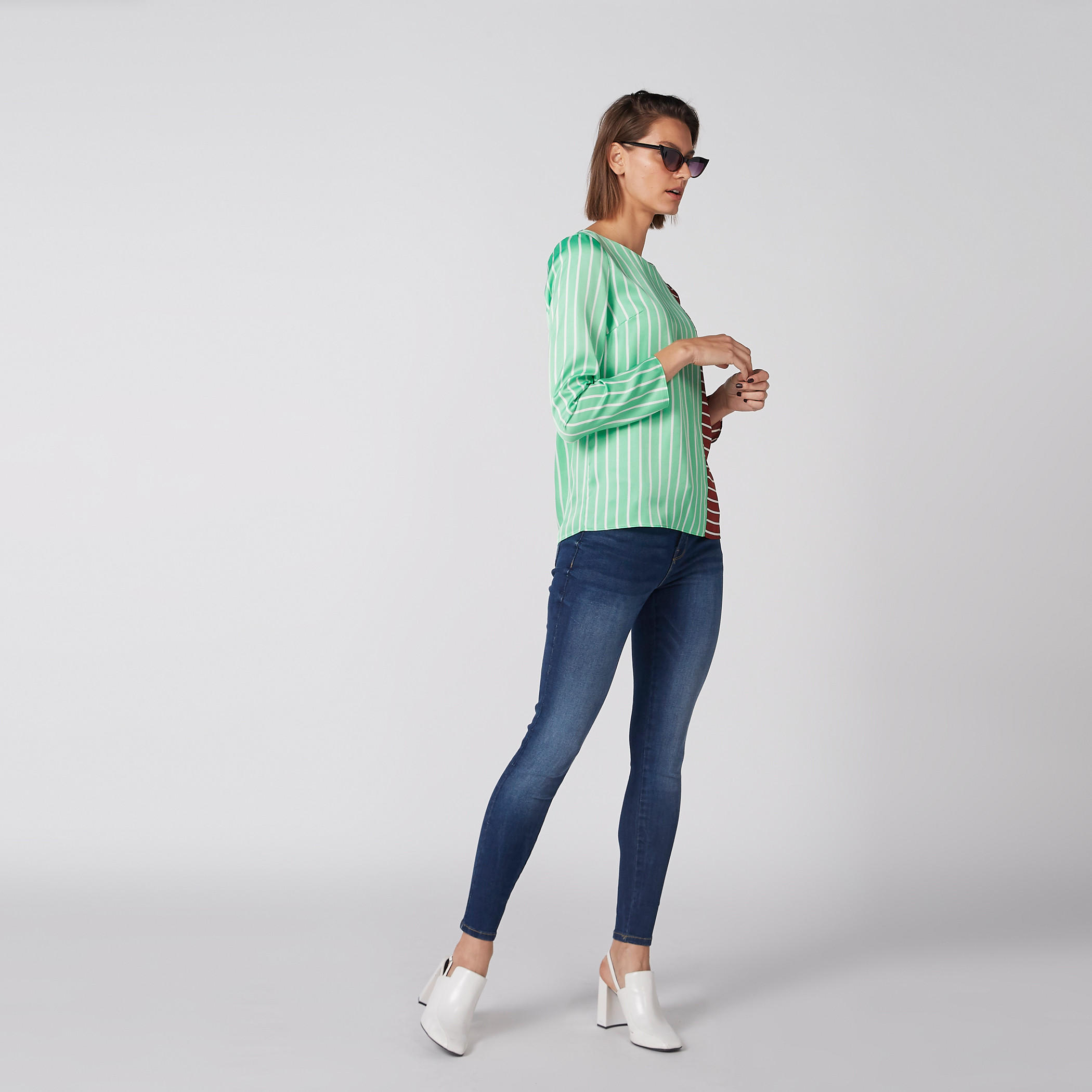 بلوزة مقلّمة بأكمام طويلة وأربطة من إيل-women-clothing-shirtsandblouses-blouses-image-2