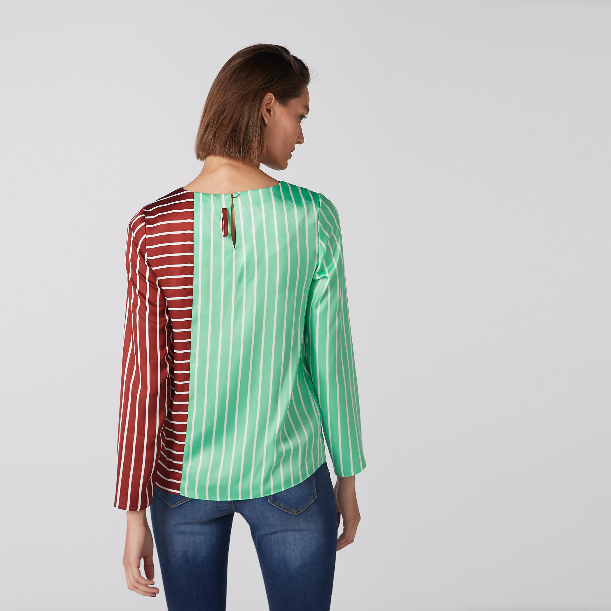 بلوزة مقلّمة بأكمام طويلة وأربطة من إيل-women-clothing-shirtsandblouses-blouses-image-4