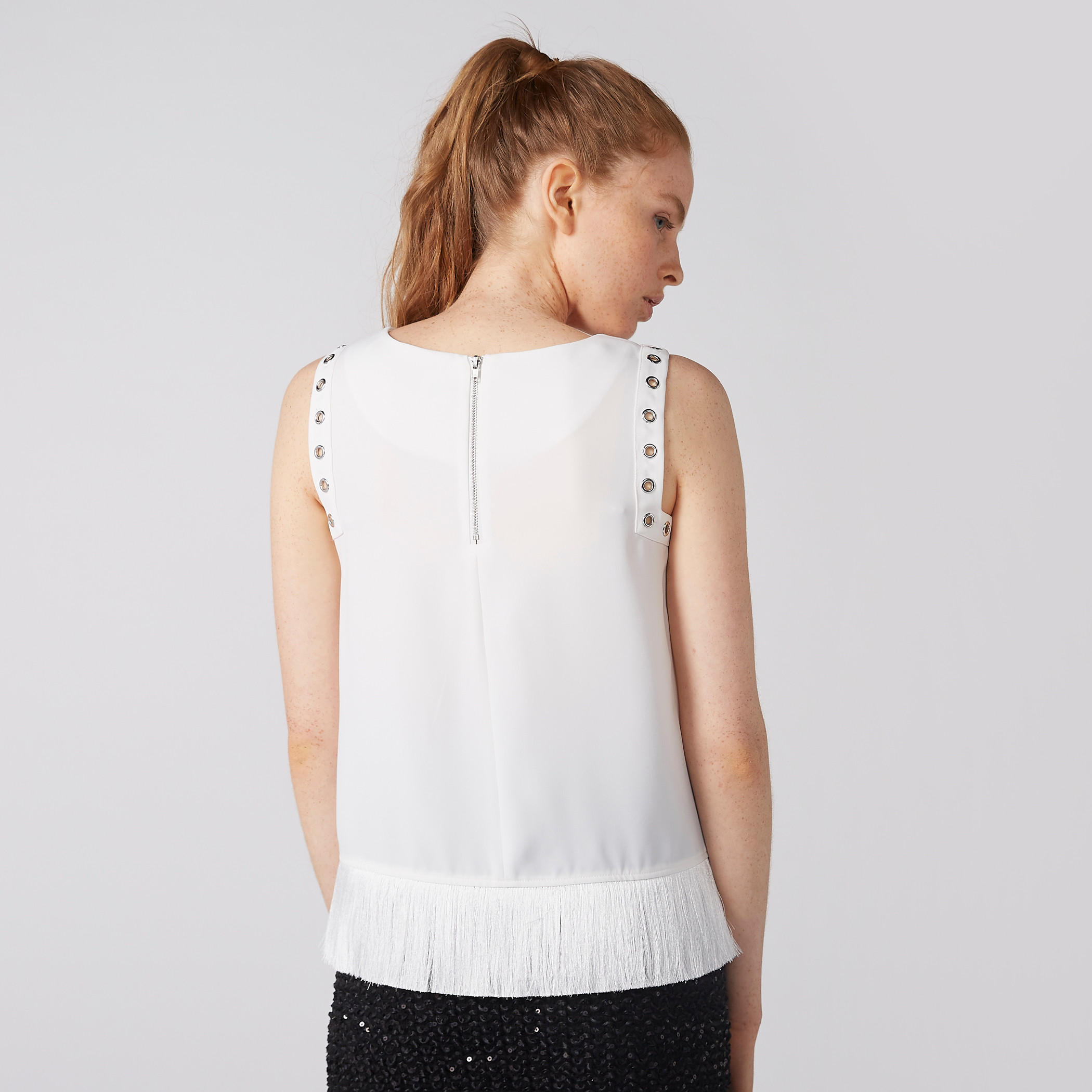 بلوزة دون أكمام بياقة مستديرة وشراشيب وحلقات من إيل-women-clothing-shirtsandblouses-blouses-image-4