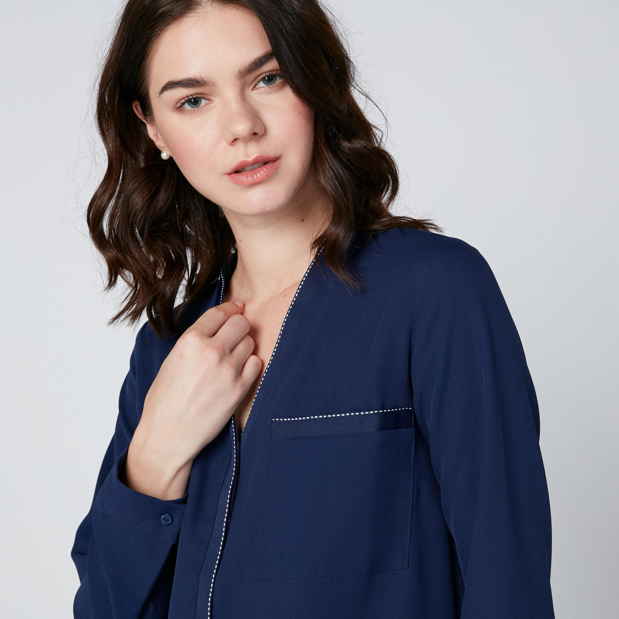ELLE Patch Pocket Detail Shirt with Concealed Placket-women-clothing-shirtsandblouses-shirts-image-2
