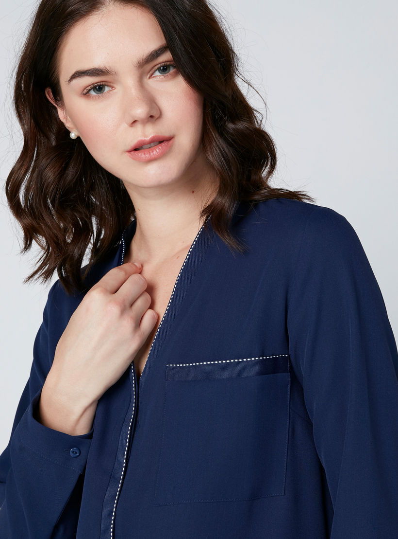 ELLE Patch Pocket Detail Shirt with Concealed Placket-women-clothing-shirtsandblouses-shirts-image-2
