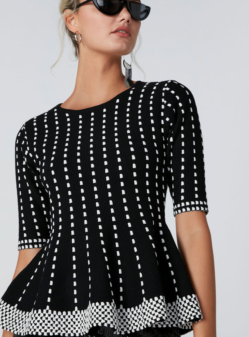 ELLE Textured Peplum Top with Short Sleeves-women-clothing-shirtsandblouses-blouses-image-4