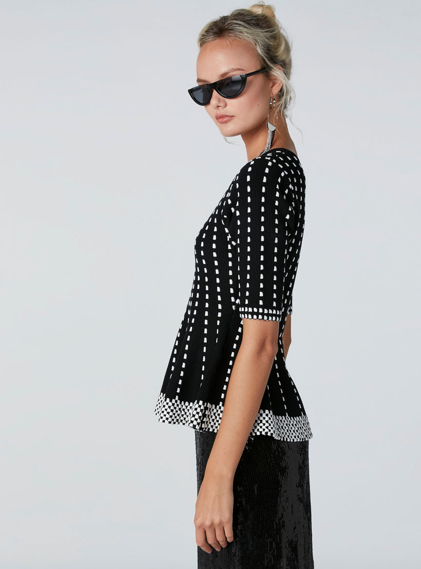 ELLE Textured Peplum Top with Short Sleeves-women-clothing-shirtsandblouses-blouses-image-5