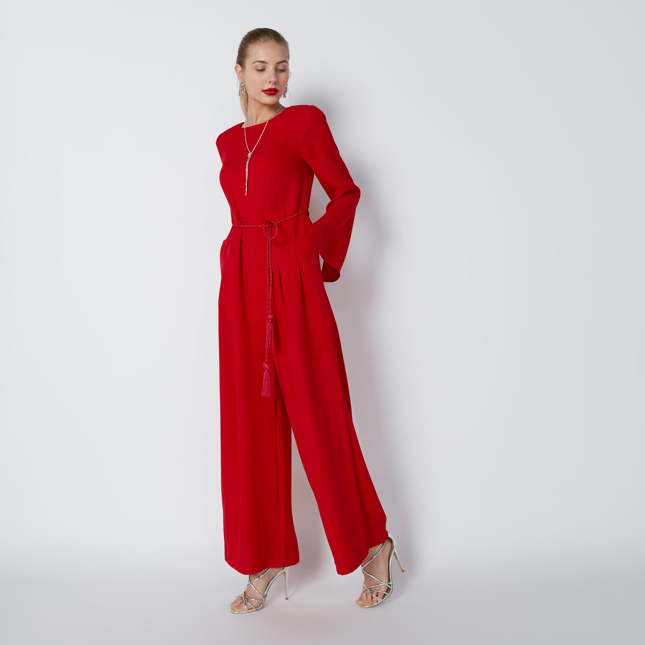أفرول بياقة مستديرة وأكمام طويلة وجيوب من إيل-women-clothing-jumpsuits-image-3