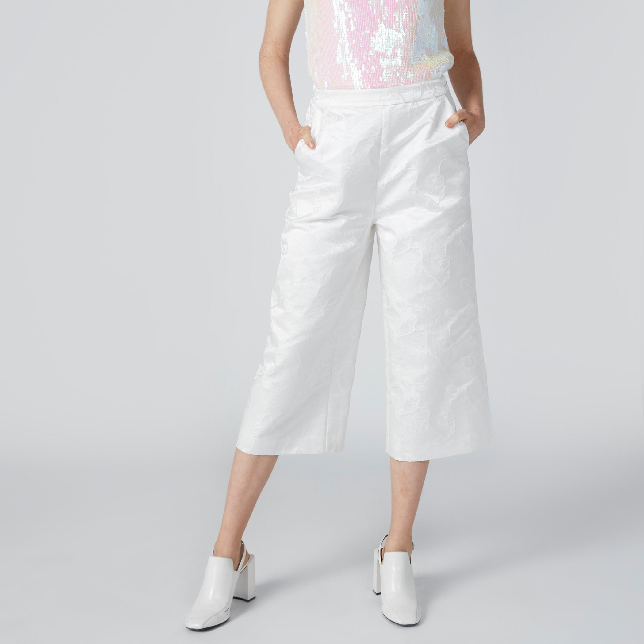 بنطال واسع الساقين جاكارد بخصر مطّاطي من إيل-women-clothing-bottoms-trousers-image-1