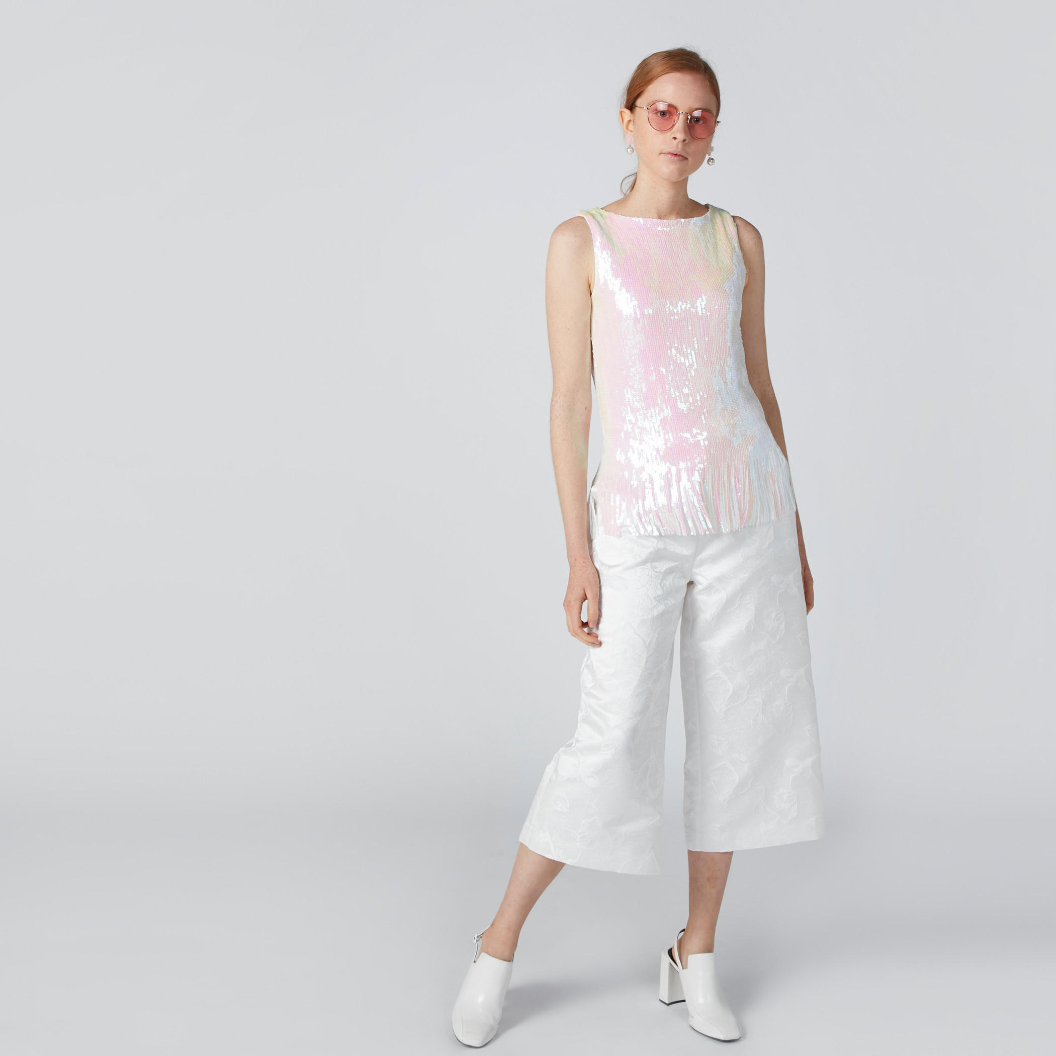 بنطال واسع الساقين جاكارد بخصر مطّاطي من إيل-women-clothing-bottoms-trousers-image-3