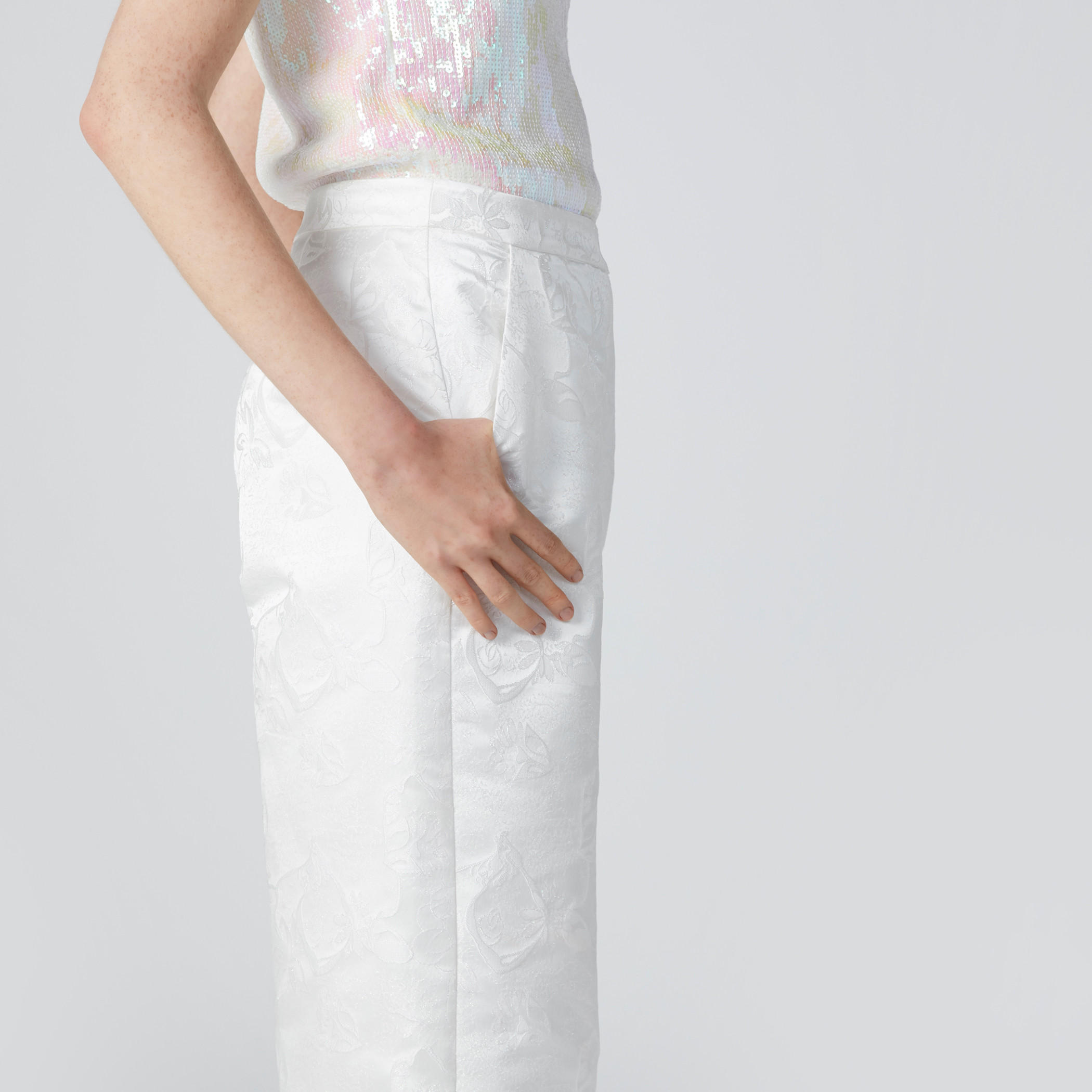 بنطال واسع الساقين جاكارد بخصر مطّاطي من إيل-women-clothing-bottoms-trousers-image-5