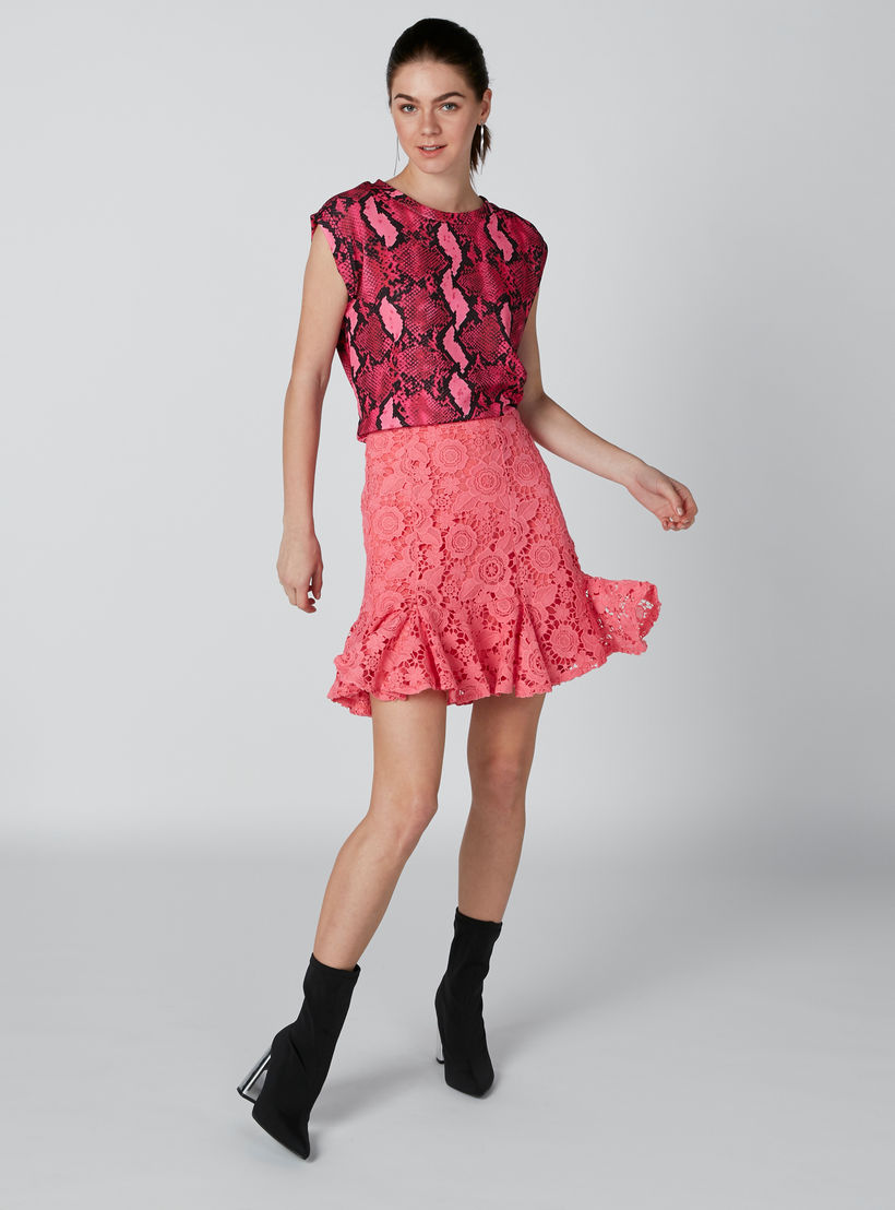 تنورة واسعة قصيرة بتفاصيل دانتيل من إيل-women-clothing-bottoms-skirts-image-1