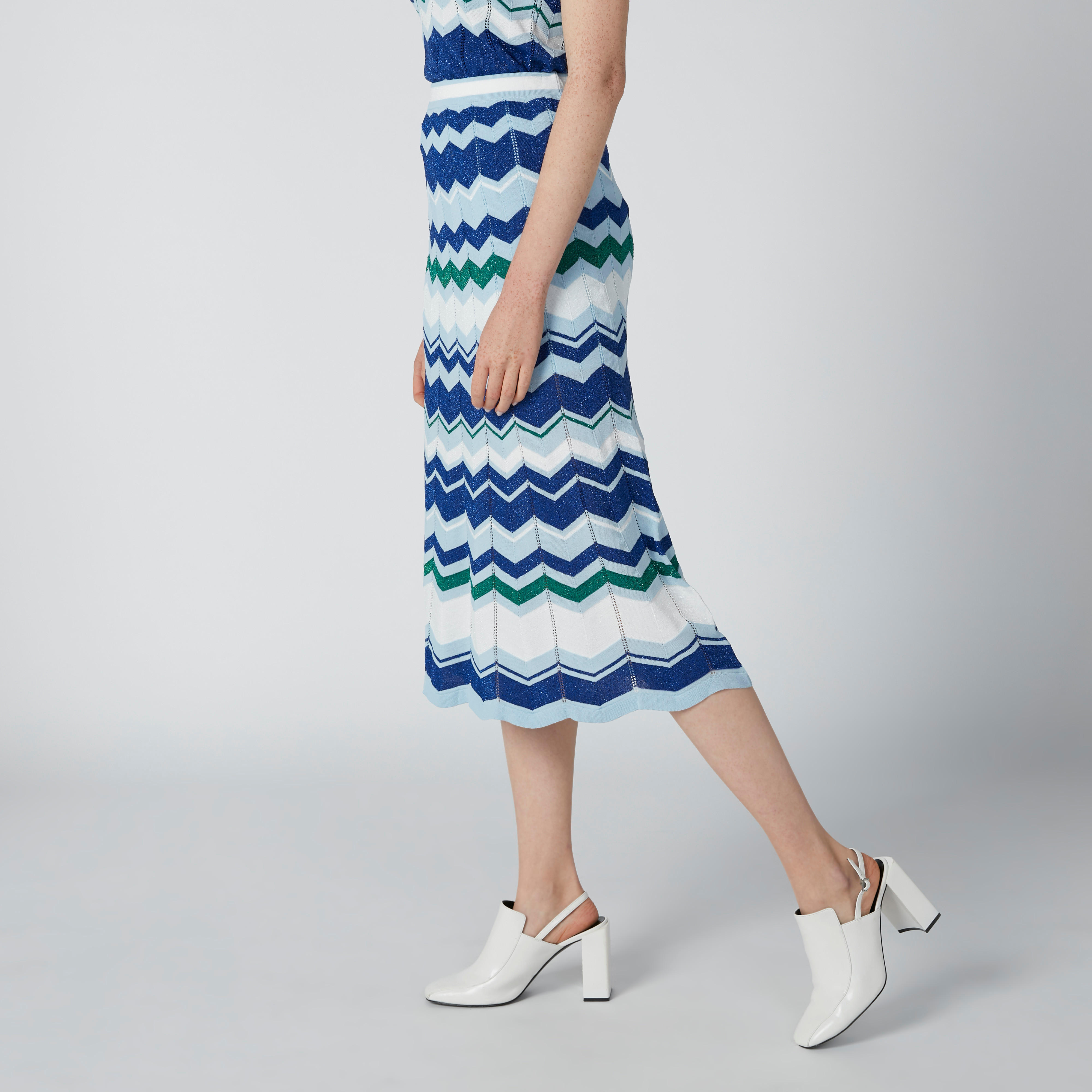 ELLE Striped Midi A-Line Skirt with Elasticised Waistband-women-clothing-bottoms-skirts-image-1