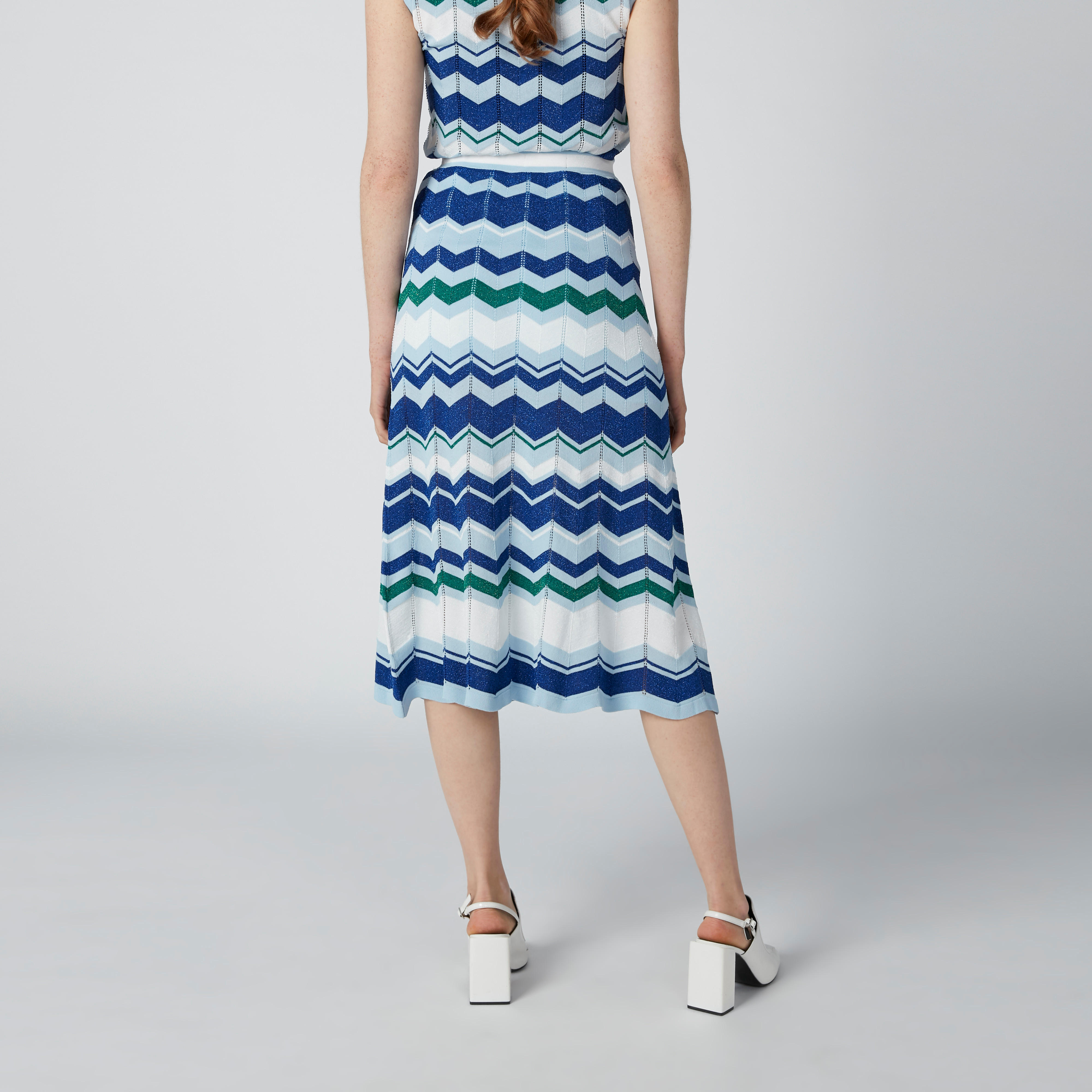ELLE Striped Midi A-Line Skirt with Elasticised Waistband-women-clothing-bottoms-skirts-image-2