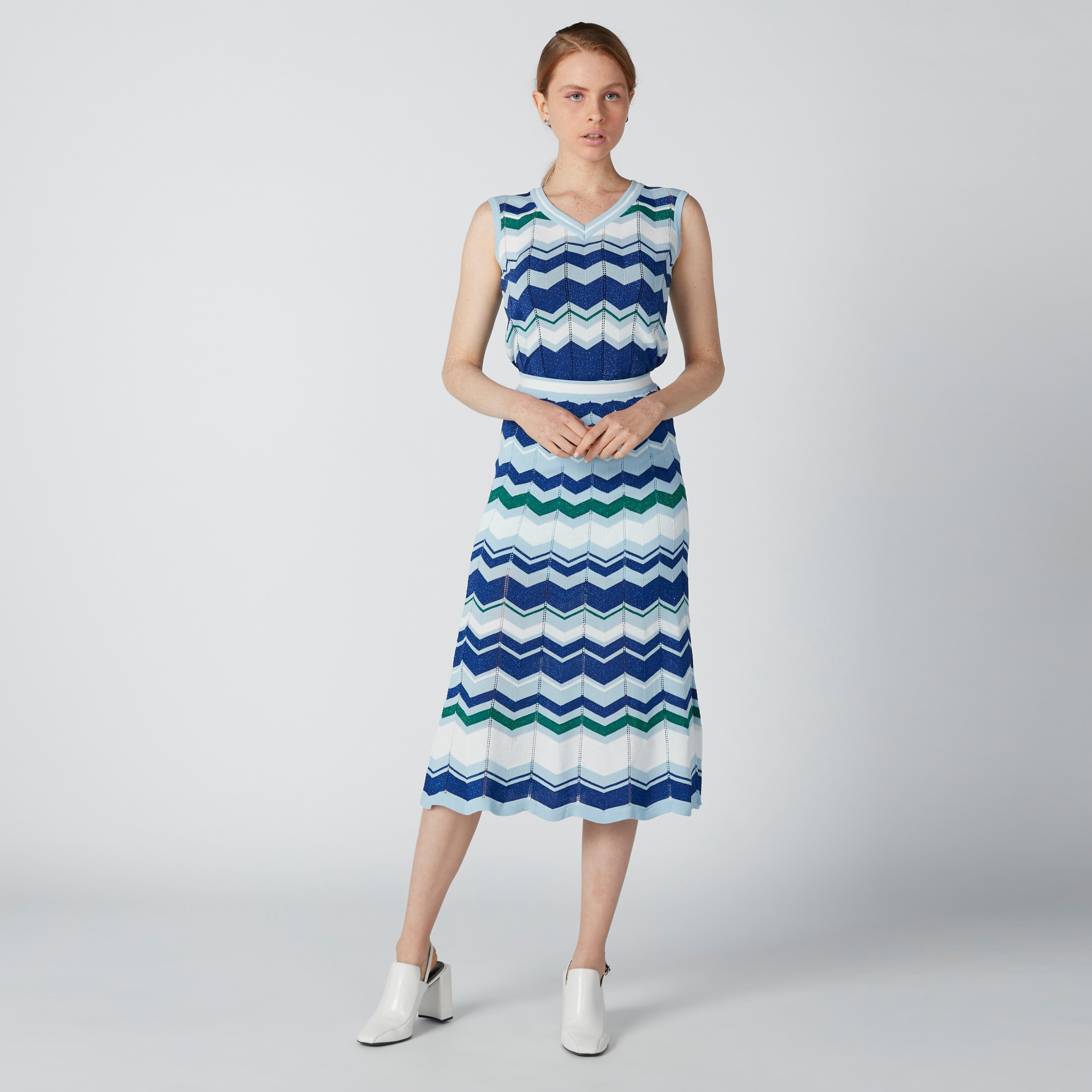 ELLE Striped Midi A-Line Skirt with Elasticised Waistband-women-clothing-bottoms-skirts-image-3