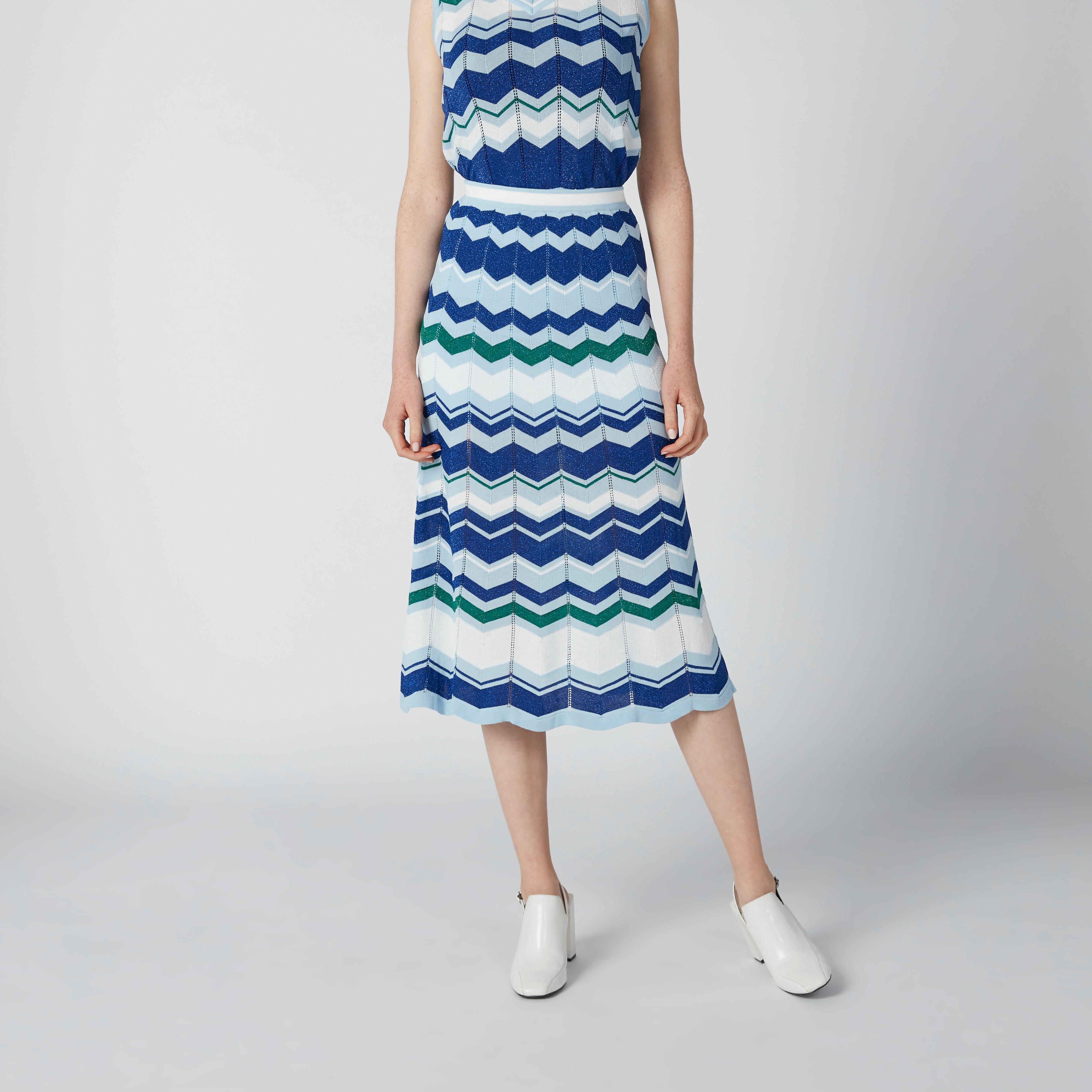 ELLE Striped Midi A-Line Skirt with Elasticised Waistband-women-clothing-bottoms-skirts-image-4