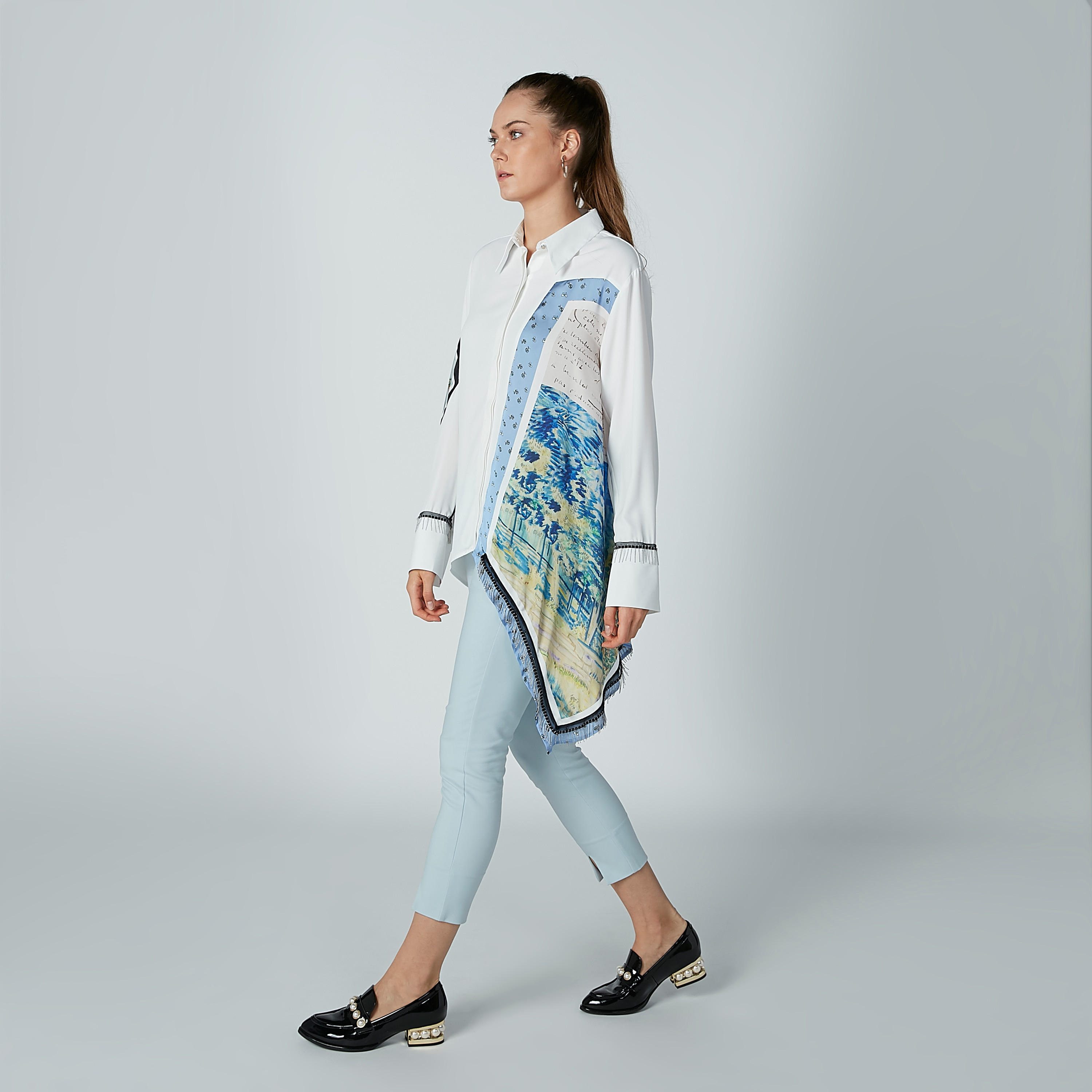 قميص بأكمام طويلة وحوّاف غير مستويّة وطبعات من إيل-women-clothing-shirtsandblouses-shirts-image-2