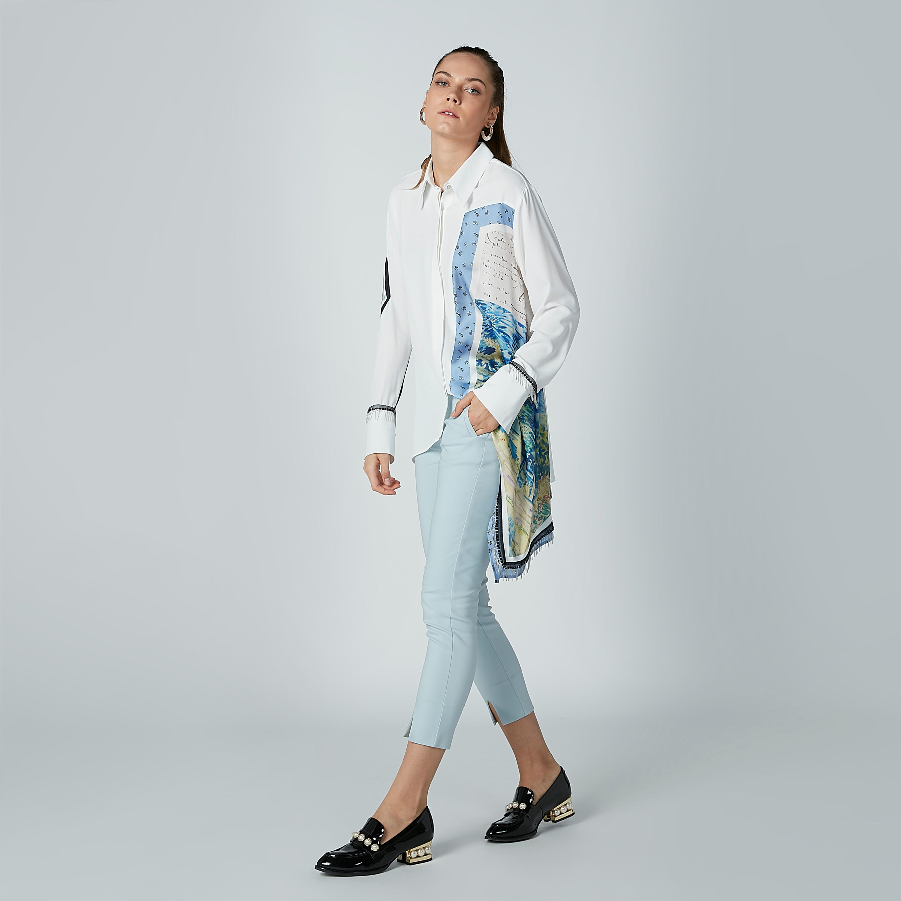 قميص بأكمام طويلة وحوّاف غير مستويّة وطبعات من إيل-women-clothing-shirtsandblouses-shirts-image-5