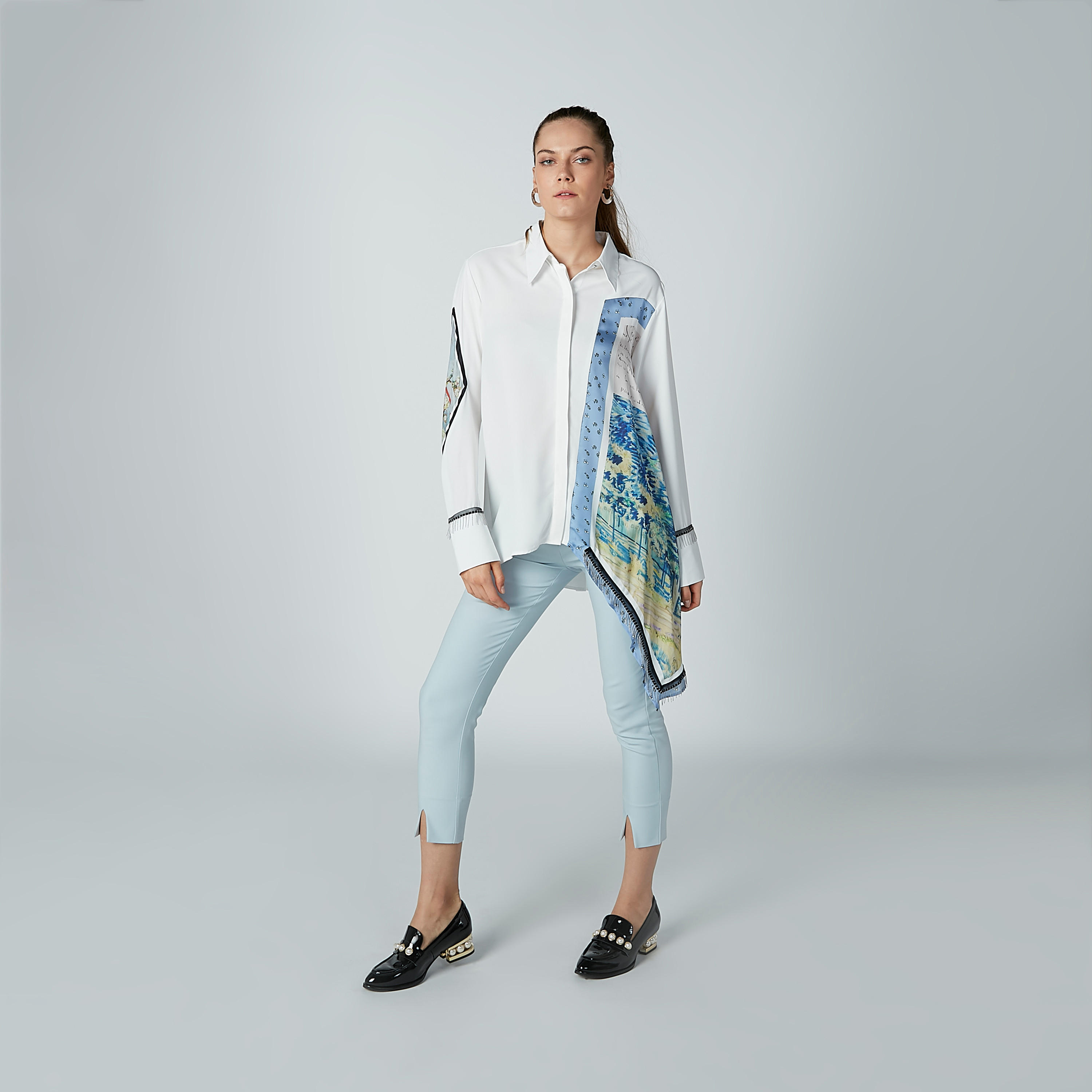 قميص بأكمام طويلة وحوّاف غير مستويّة وطبعات من إيل-women-clothing-shirtsandblouses-shirts-image-6