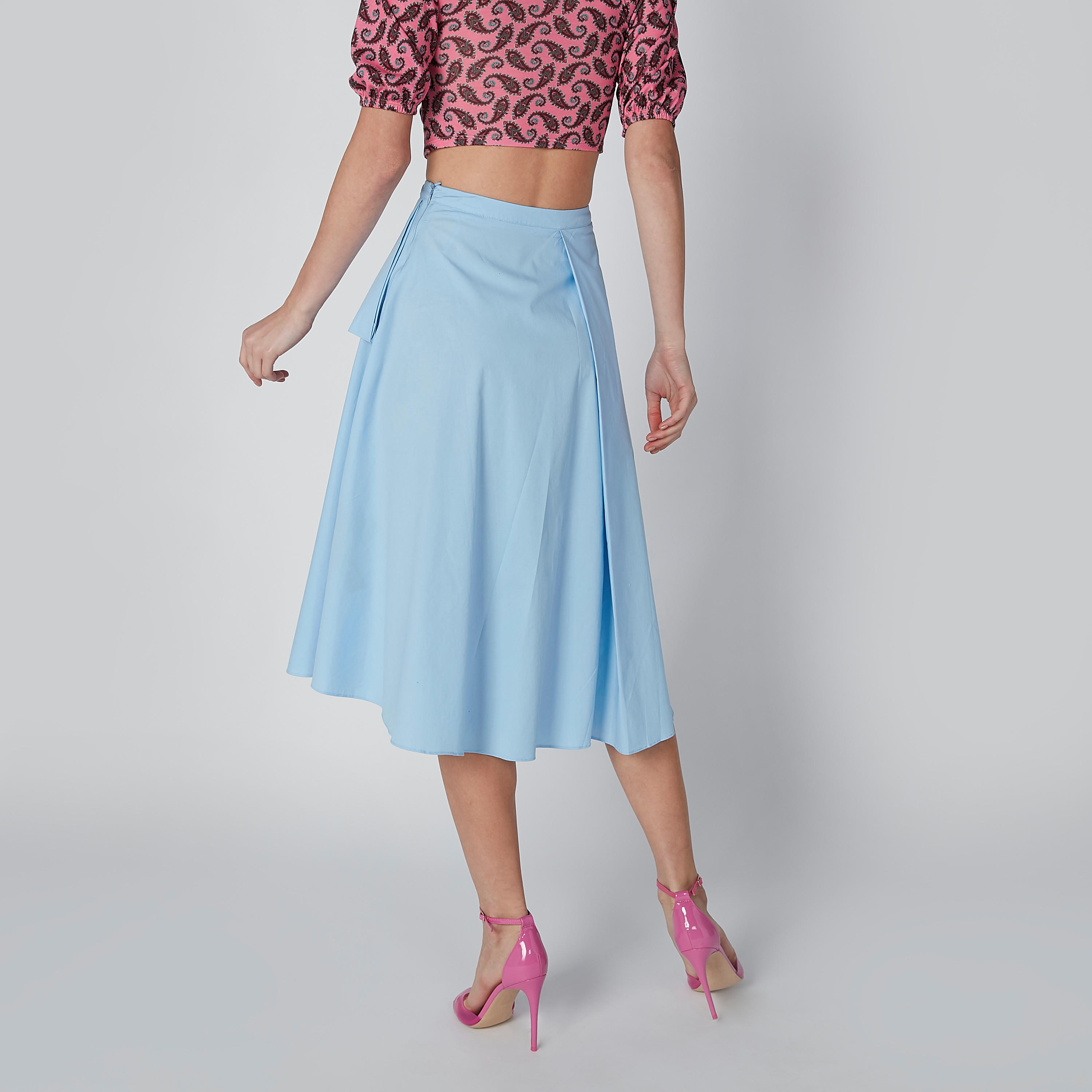 تنورة سادة متوسطة الطول بسحّاب إغلاق وحوّاف غير مستوية من إيل-women-clothing-bottoms-skirts-image-2