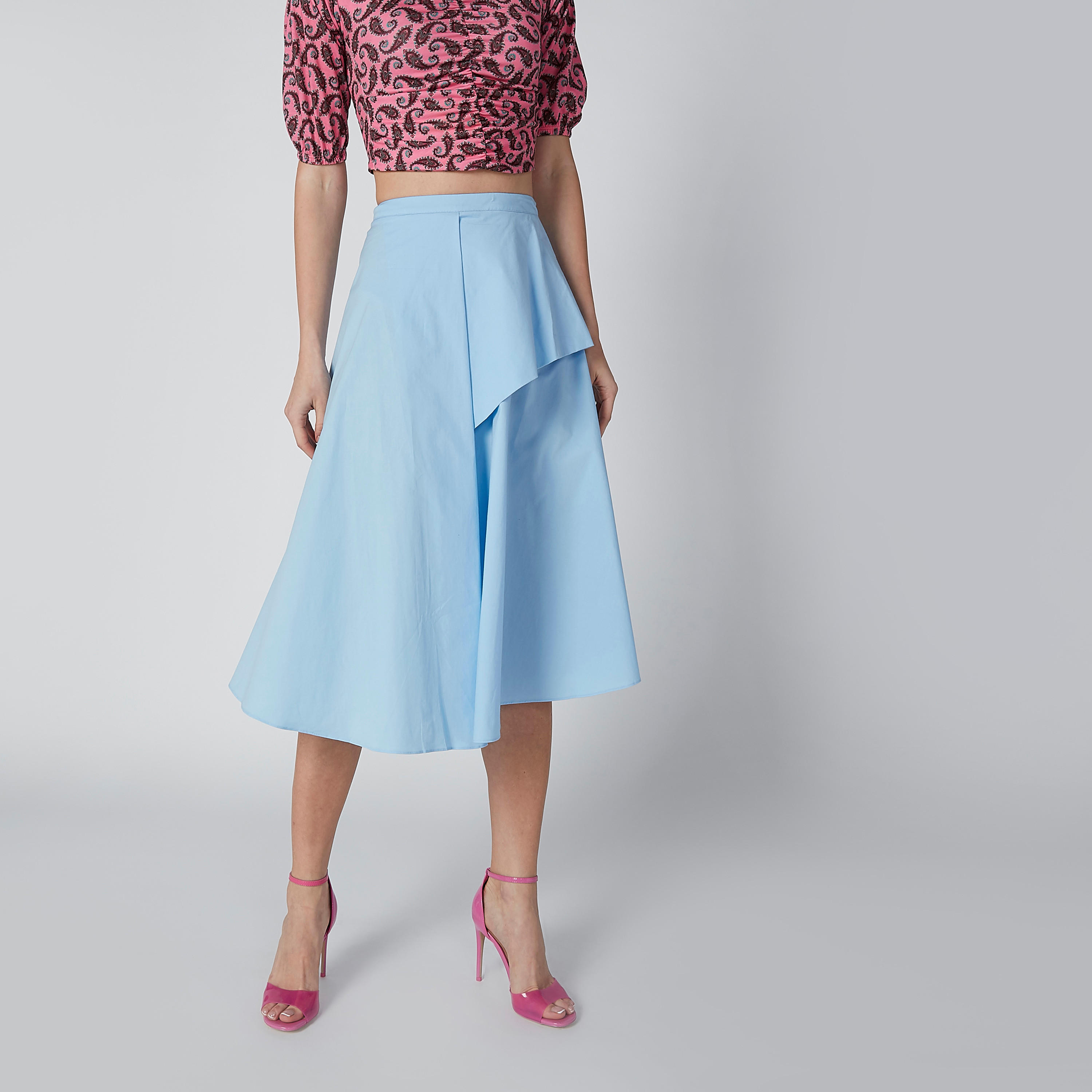 تنورة سادة متوسطة الطول بسحّاب إغلاق وحوّاف غير مستوية من إيل-women-clothing-bottoms-skirts-image-4