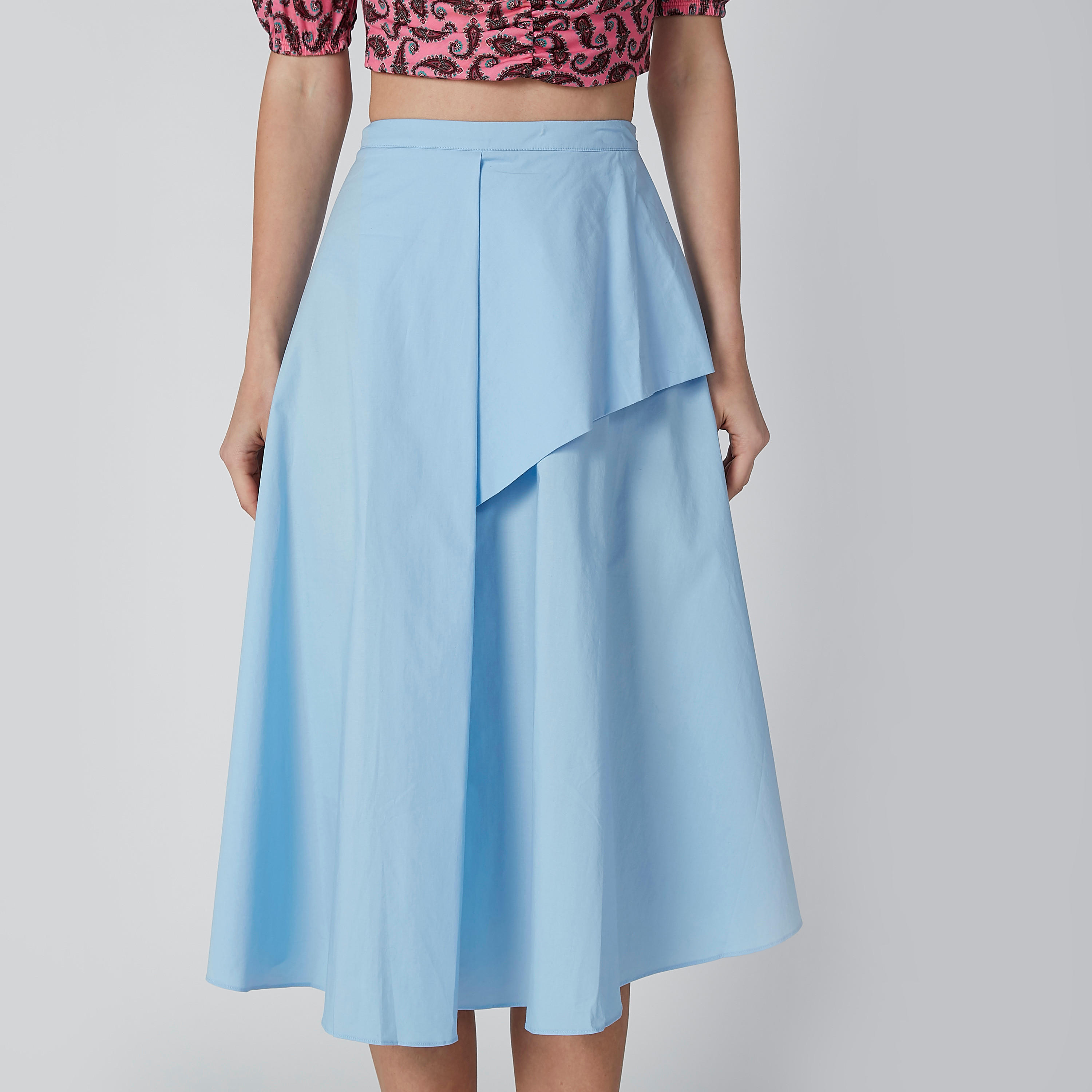 تنورة سادة متوسطة الطول بسحّاب إغلاق وحوّاف غير مستوية من إيل-women-clothing-bottoms-skirts-image-5